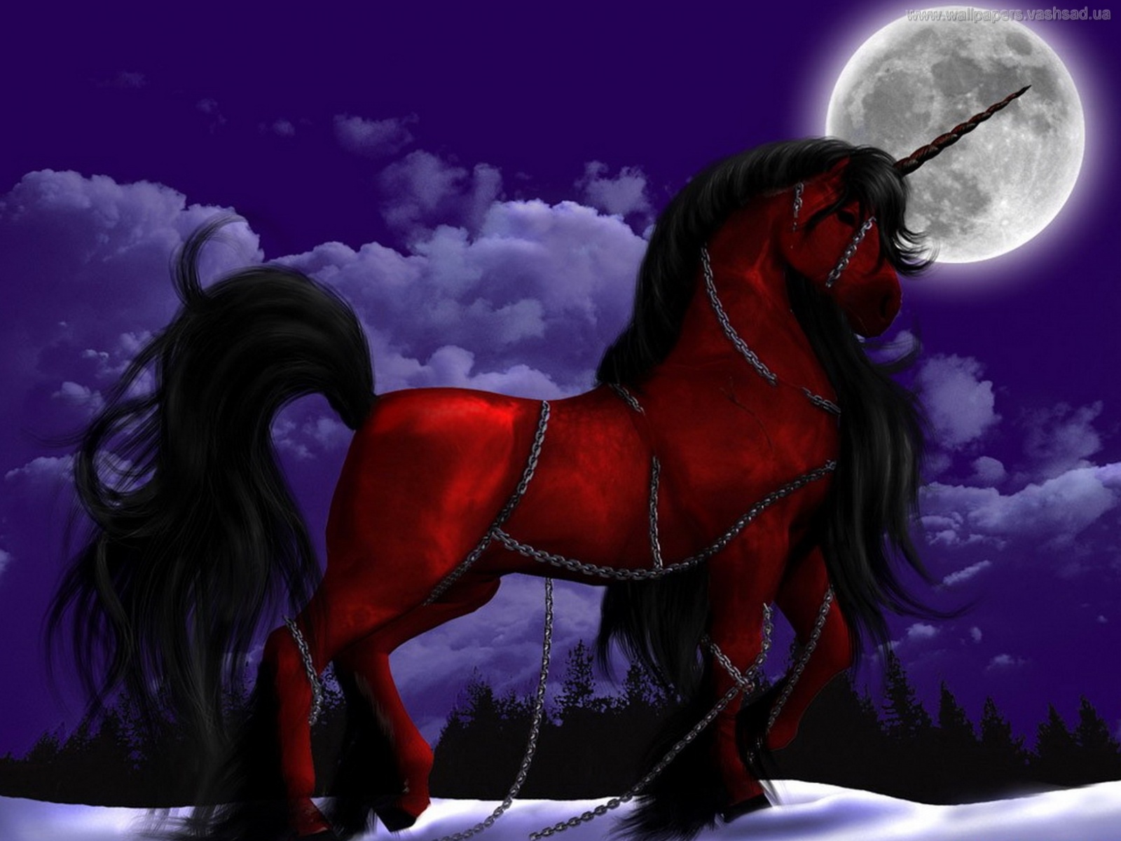 Unicorn Horse Full Moon Wallpapers