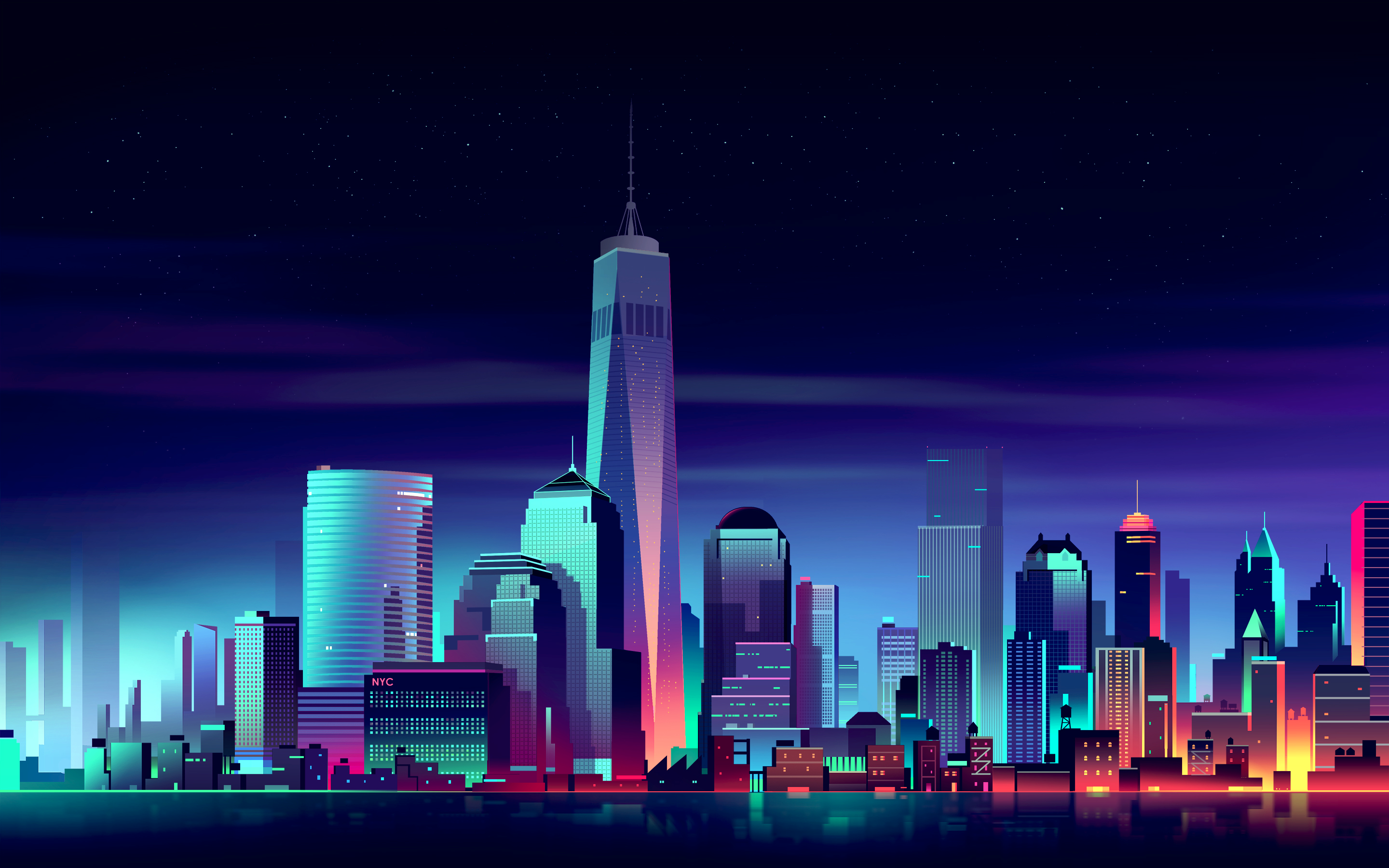 Vaporwave City Night Wallpapers