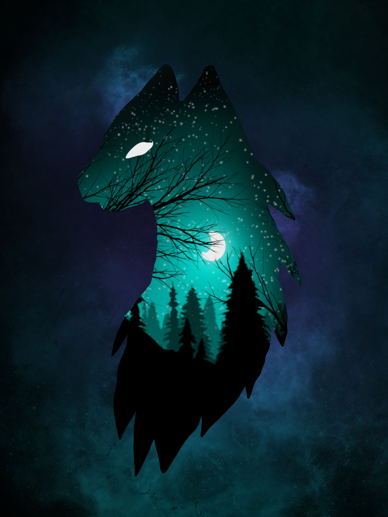 Wolf And Landscape Illustration Wallpapers