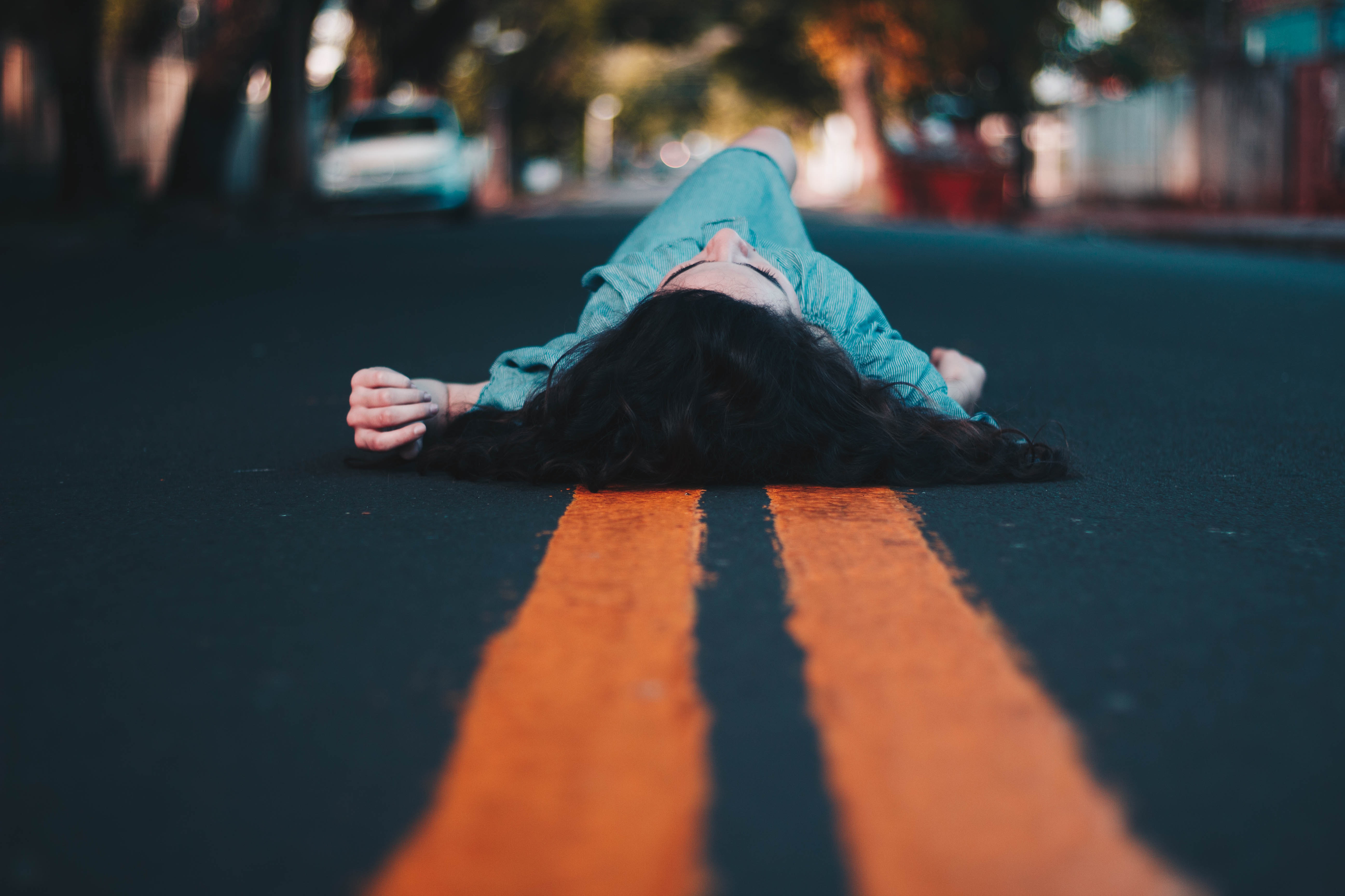 Woman Lying In The Road Wallpapers