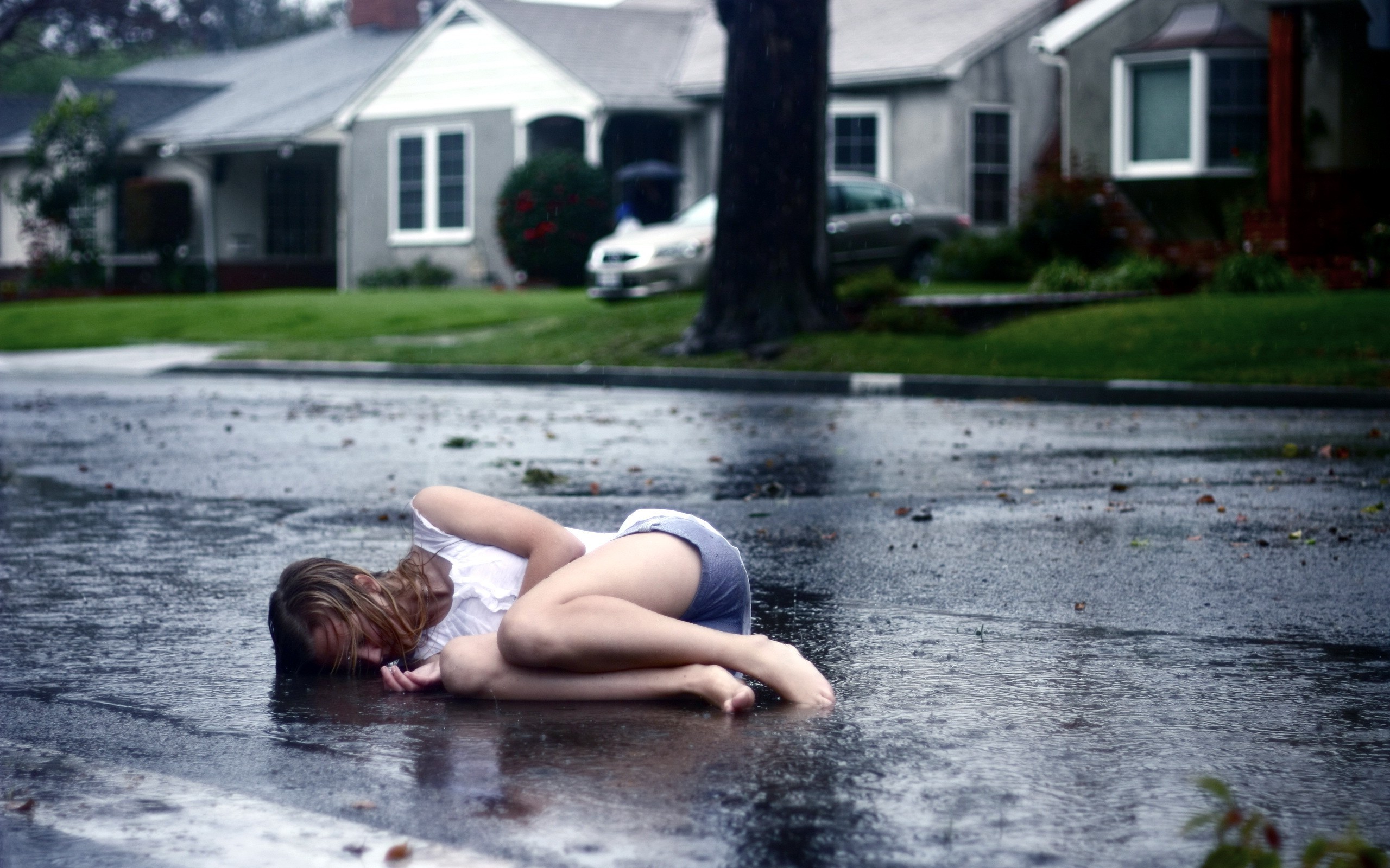 Woman Lying In The Road Wallpapers