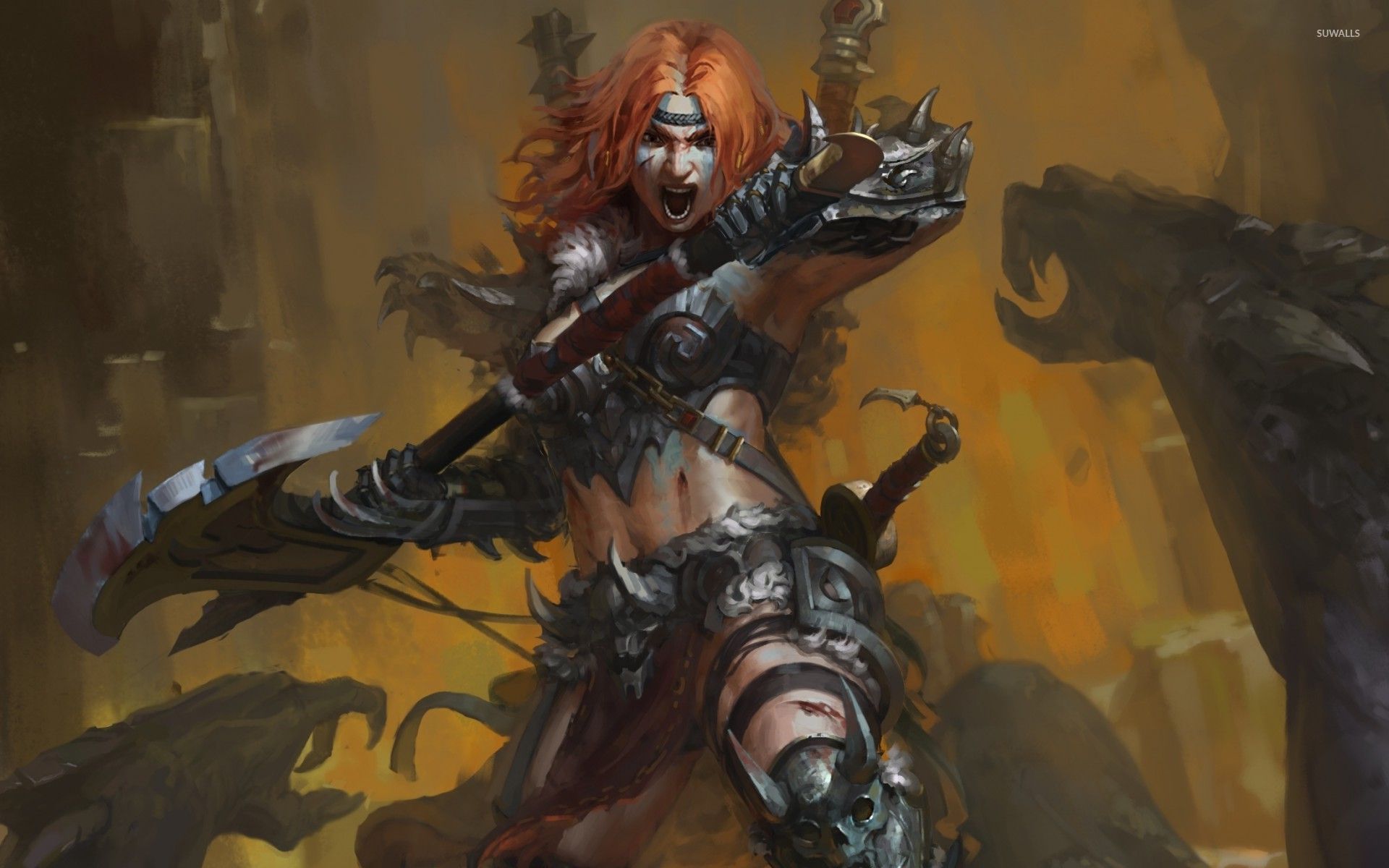Woman Warrior With Axe Wallpapers