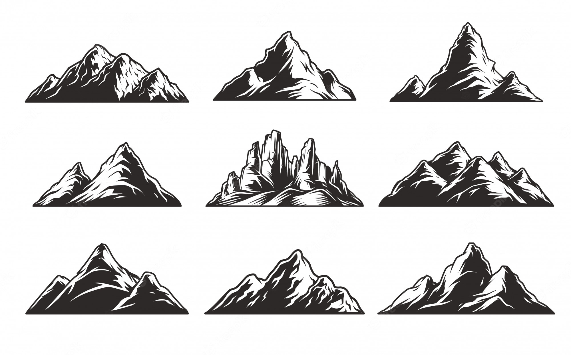 Black Mountains Vector Minimal Art Wallpapers