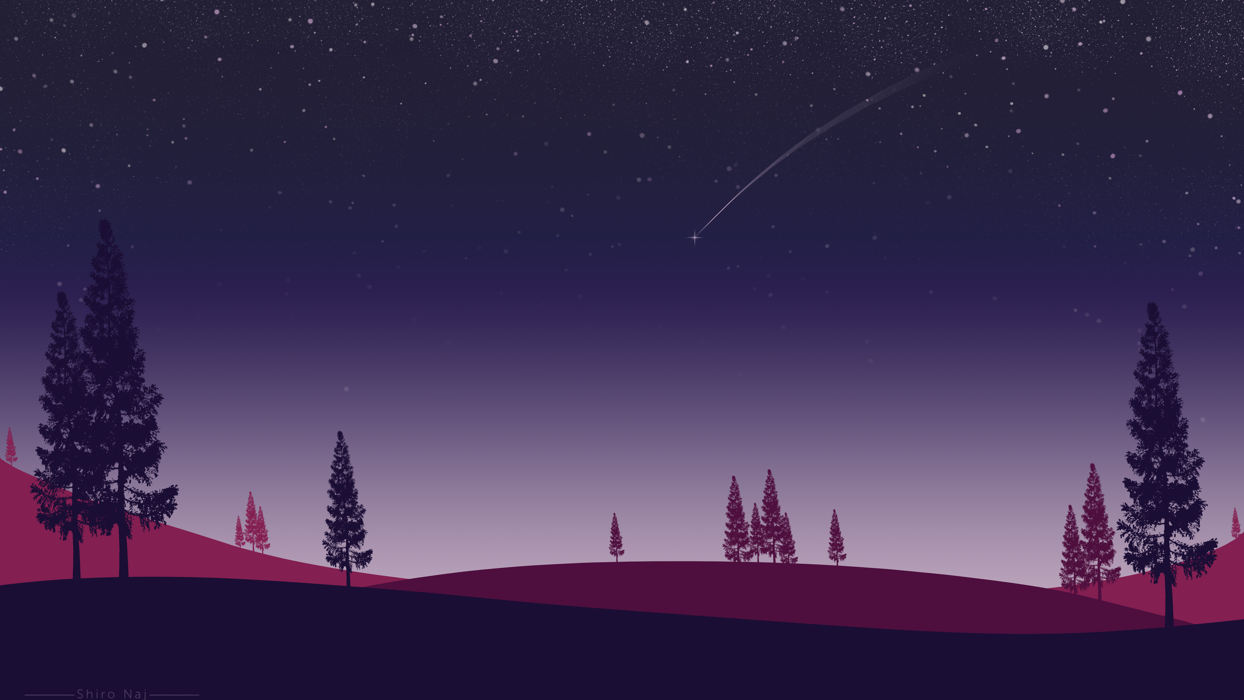 Cool Landscape Night Minimal Art Wallpapers