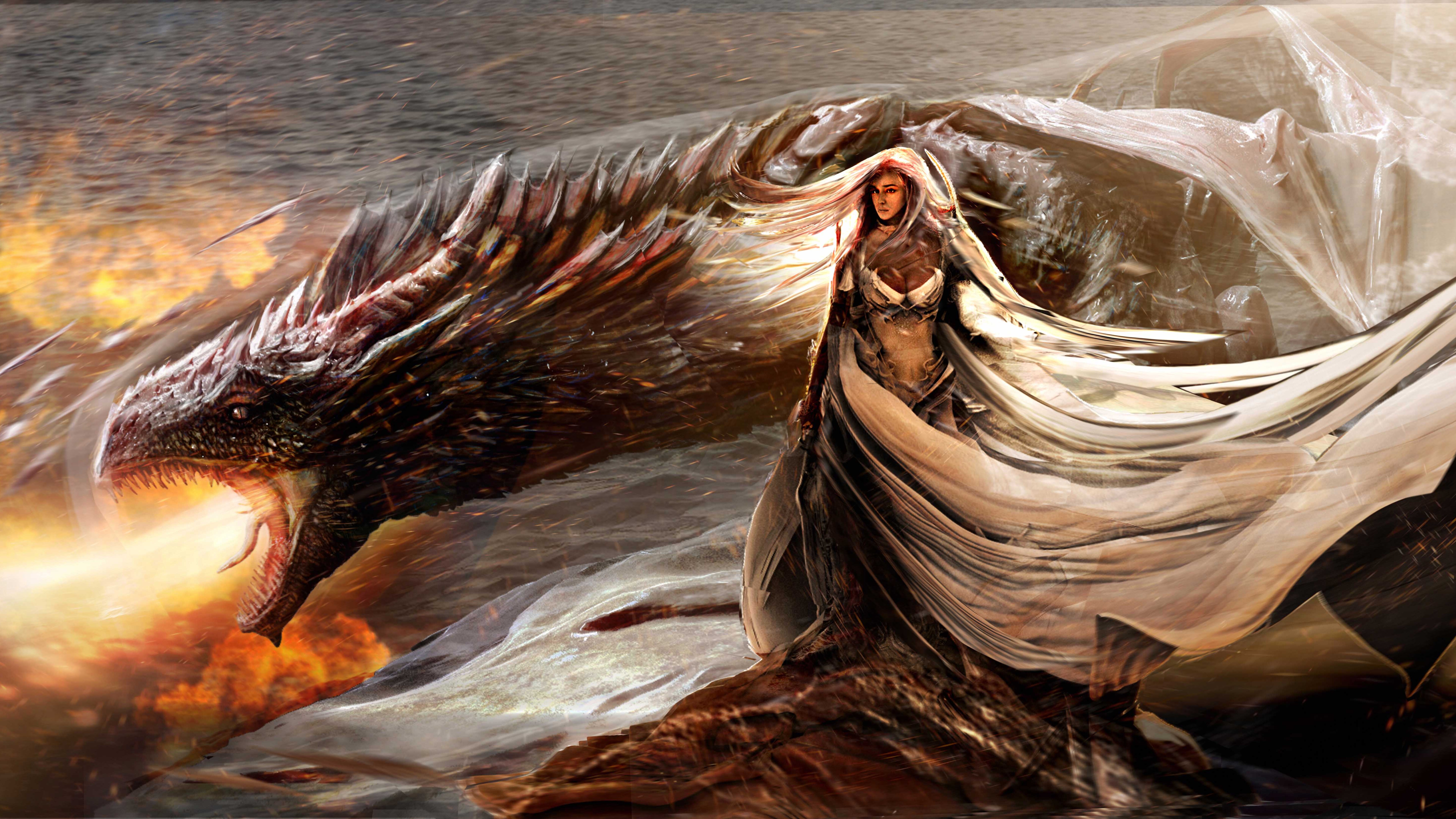 Daenerys Targaryen And Dragons Art Wallpapers