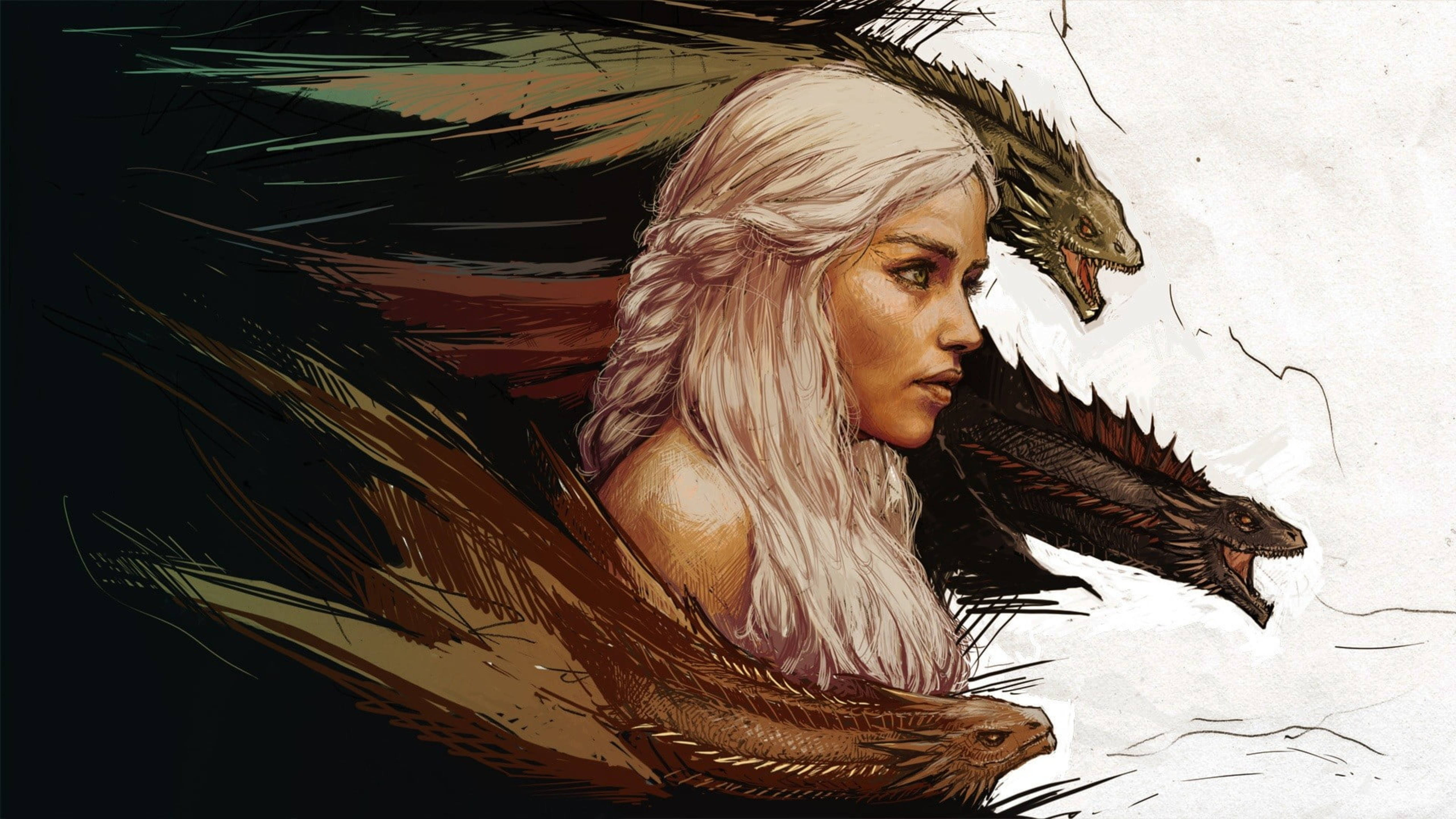 Daenerys Targaryen And Dragons Art Wallpapers