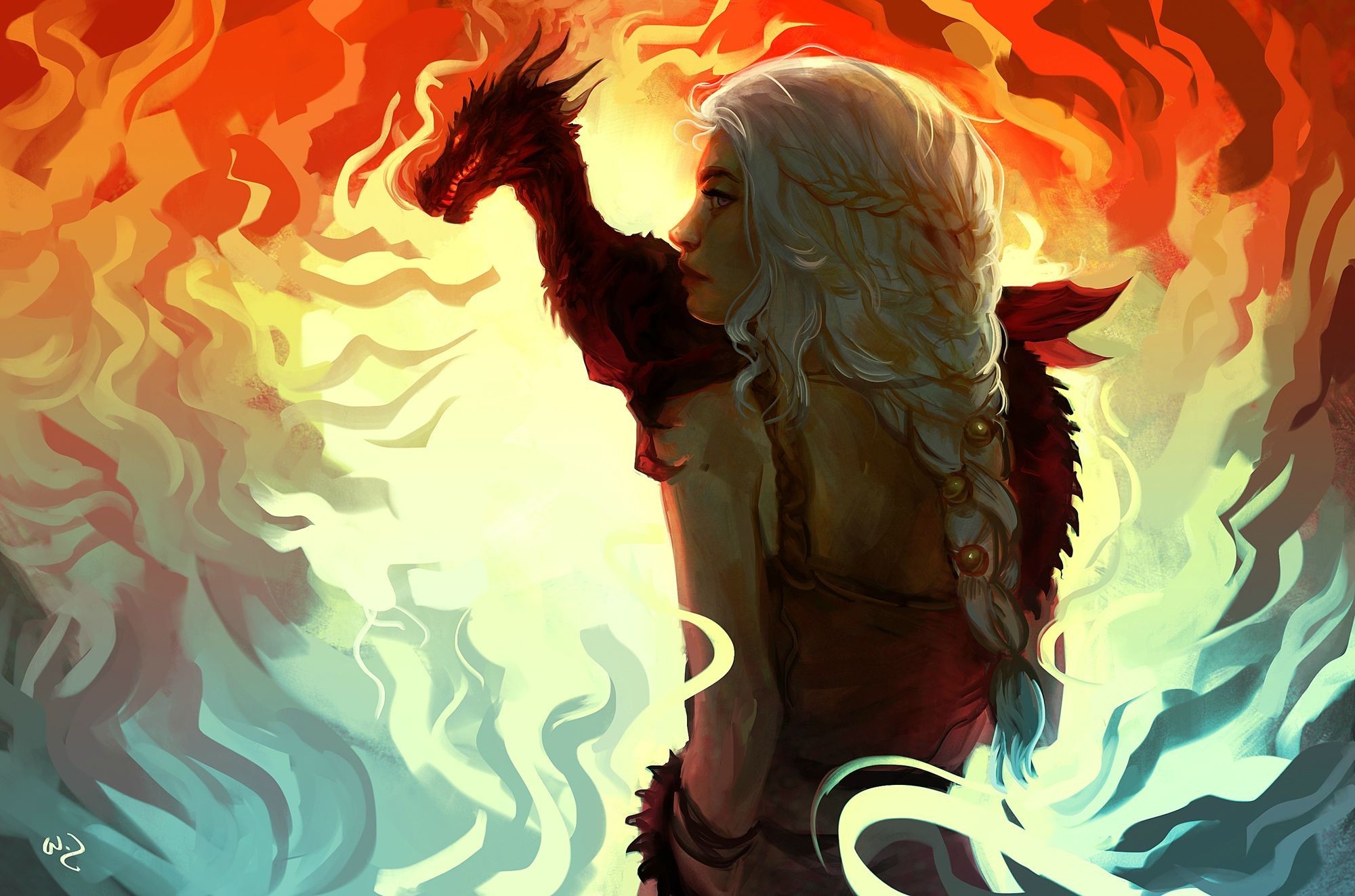 Daenerys Targaryen And Dragons Art Wallpapers