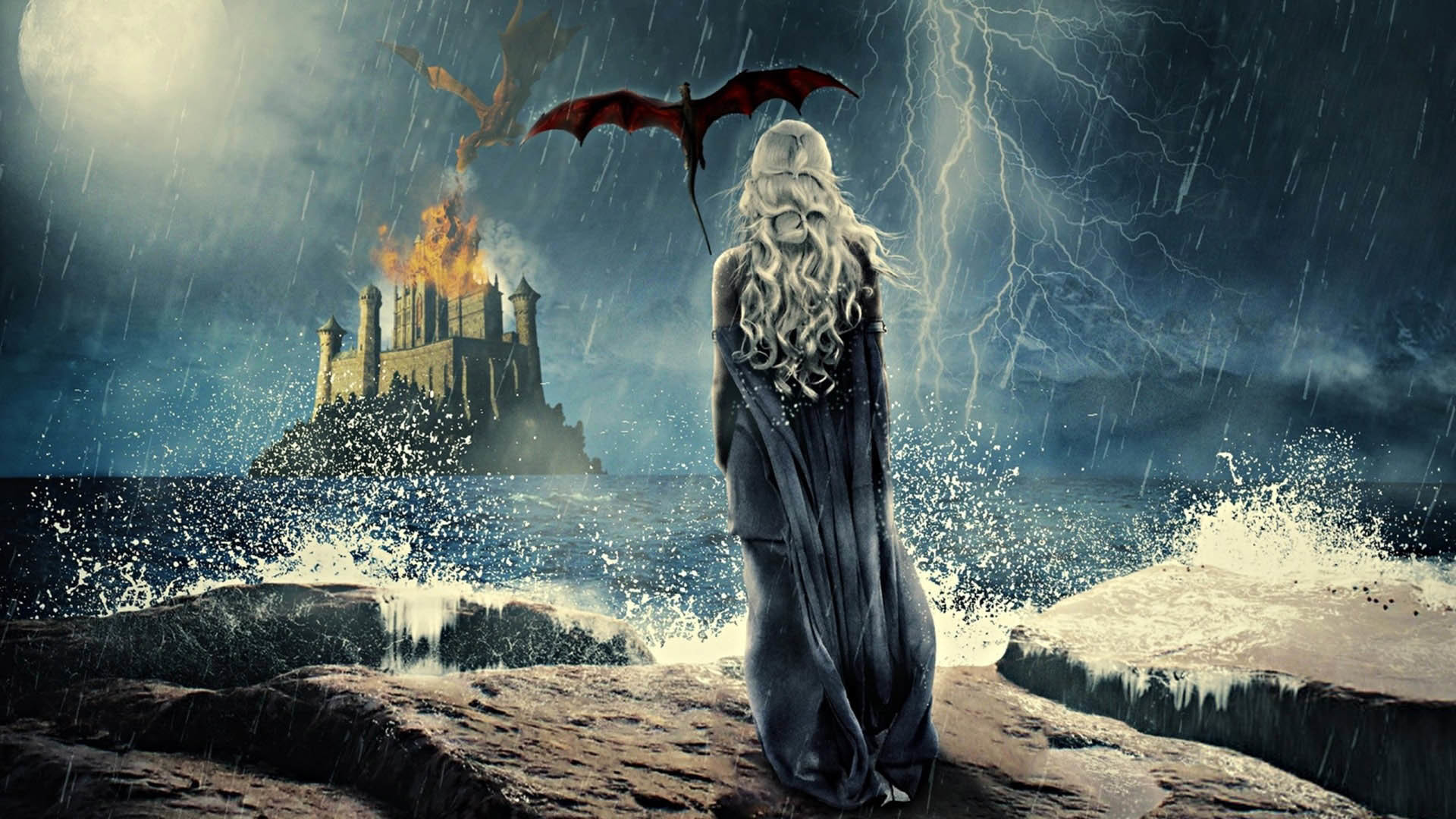 Daenerys Targaryen And Dragons Art Wallpapers