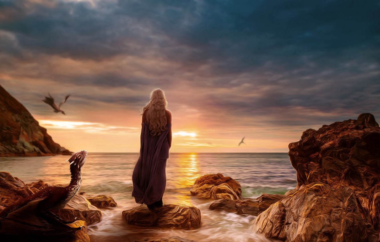 Daenerys Targaryen And Dragons Art Wallpapers