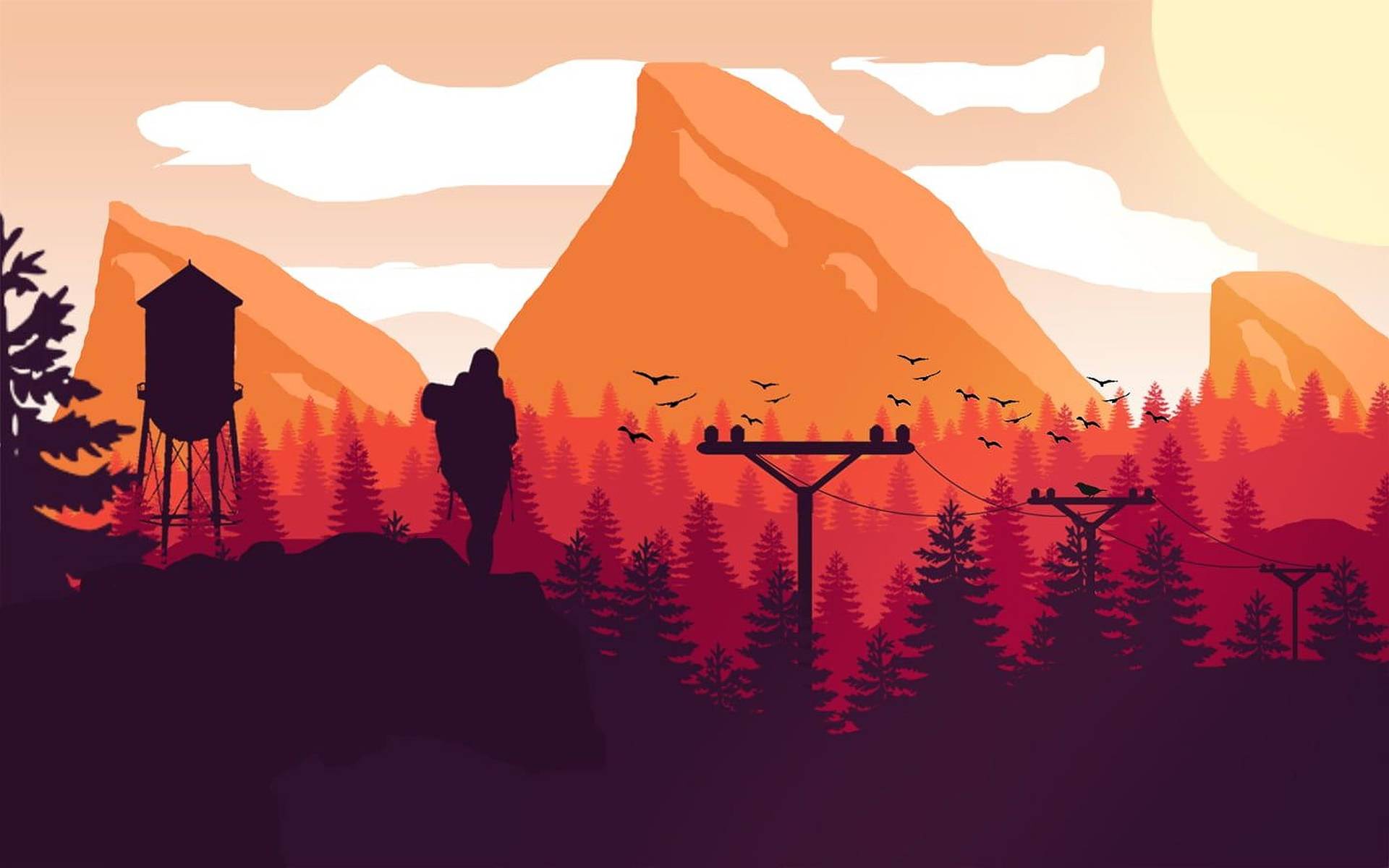 Firewatch Sunrise Minimal Wallpapers