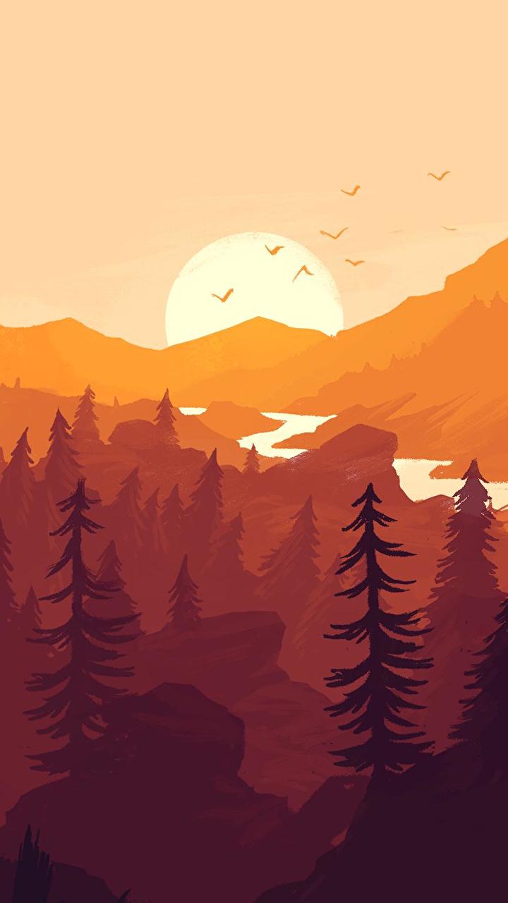 Firewatch Sunrise Minimal Wallpapers