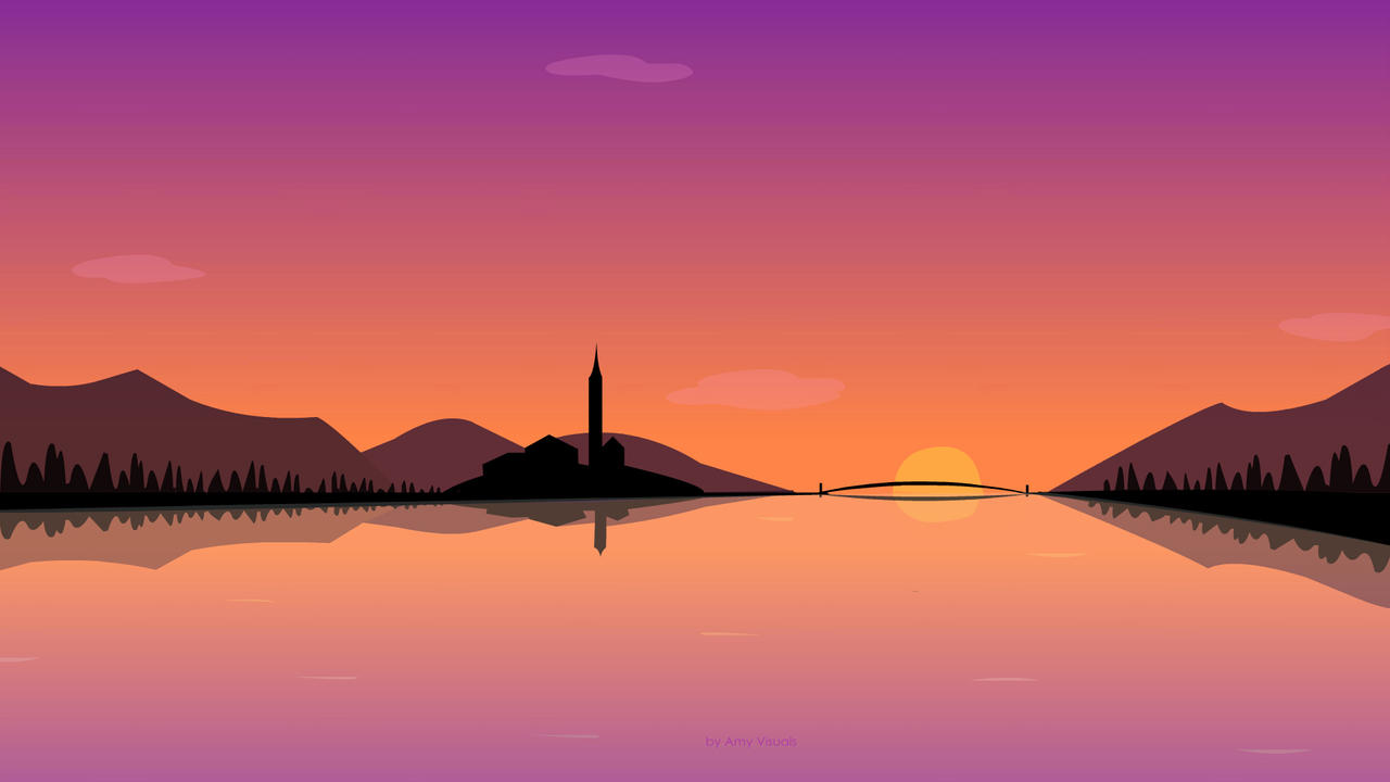 Minimal Reflection Sunset Wallpapers