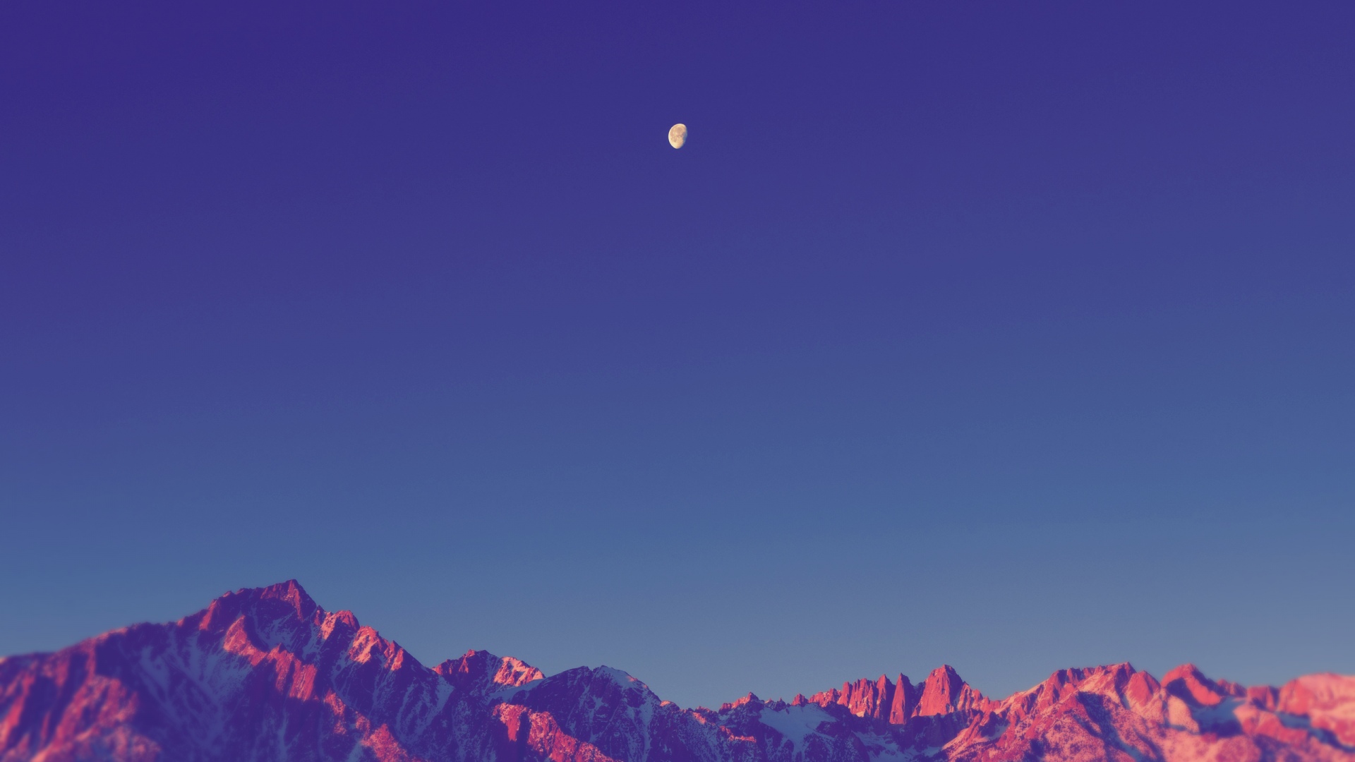 Minimal Sunset, Purple Mountains And Birds Wallpapers