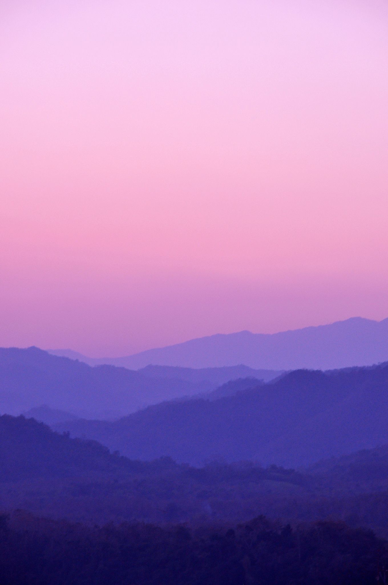 Minimal Sunset, Purple Mountains And Birds Wallpapers