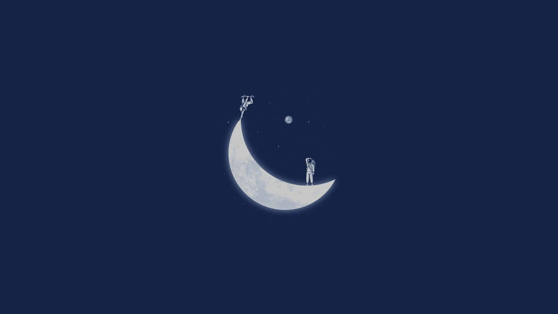 Minimalism Moon And Power Line Wallpapers