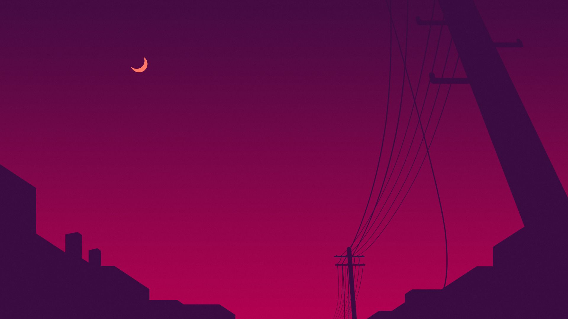 Minimalism Moon And Power Line Wallpapers