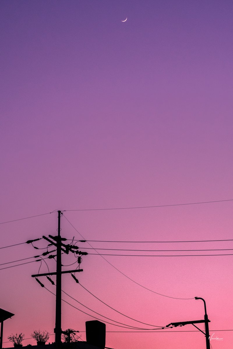 Minimalism Moon And Power Line Wallpapers