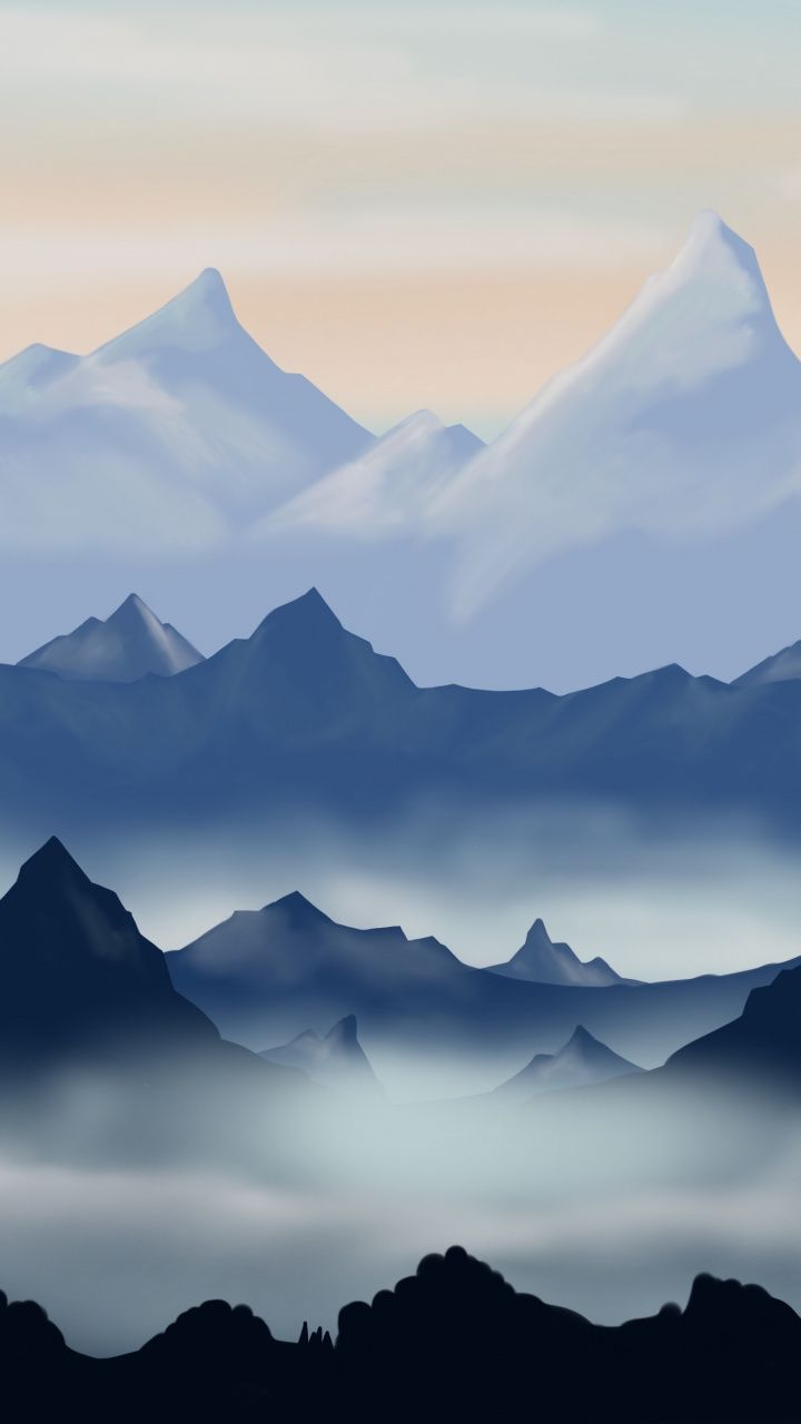 Mminimalism Mountains Horizon Sunrise Wallpapers