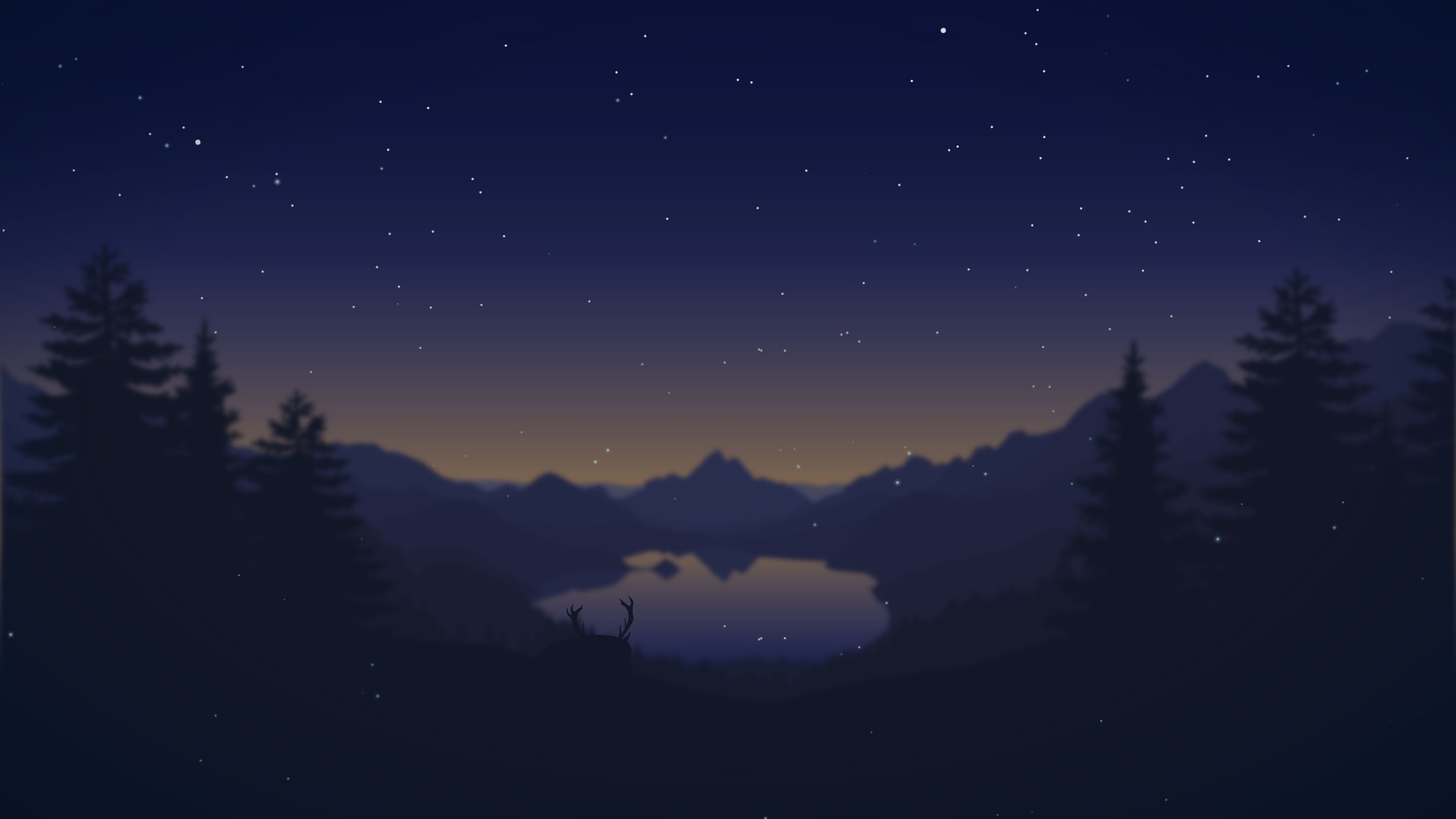 Mountain Minimalist Night Wallpapers