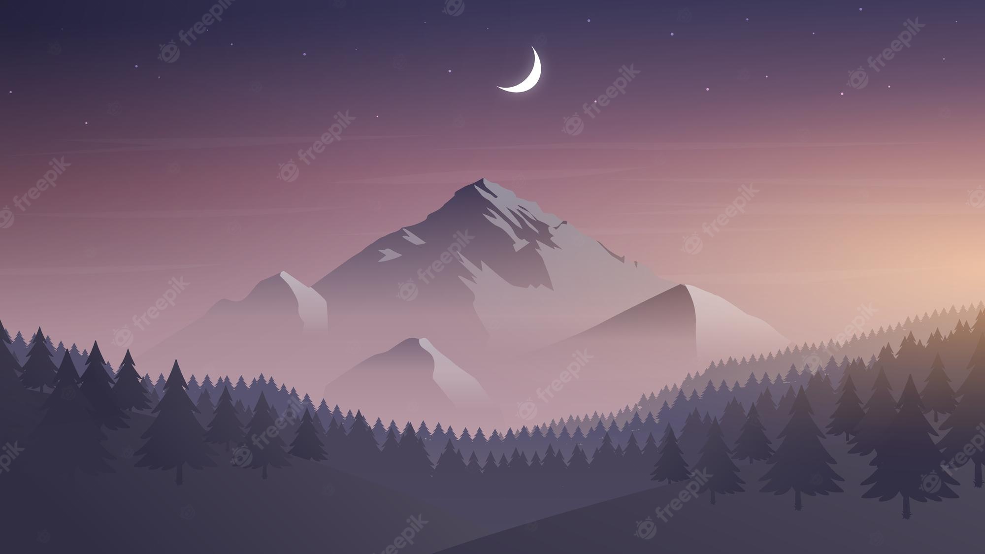 Mountain Minimalist Night Wallpapers