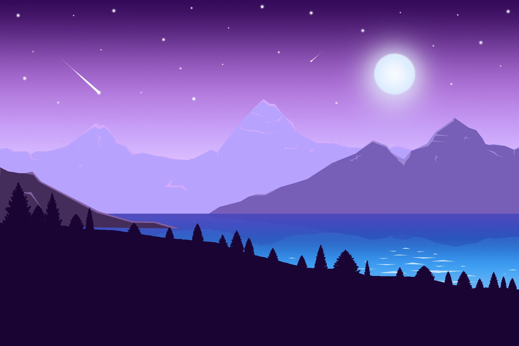 Mountain Minimalist Night Wallpapers