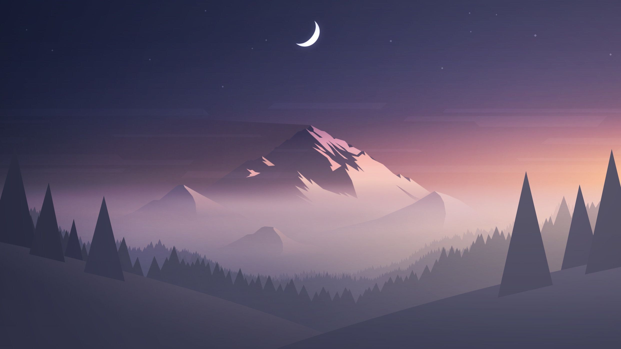 Mountain Top Minimalistic Wallpapers