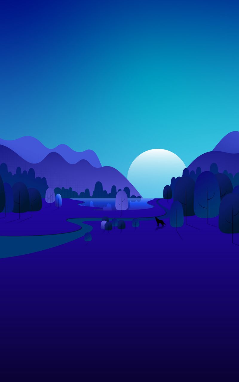 Mountains Moon Trees Minimal Wallpapers