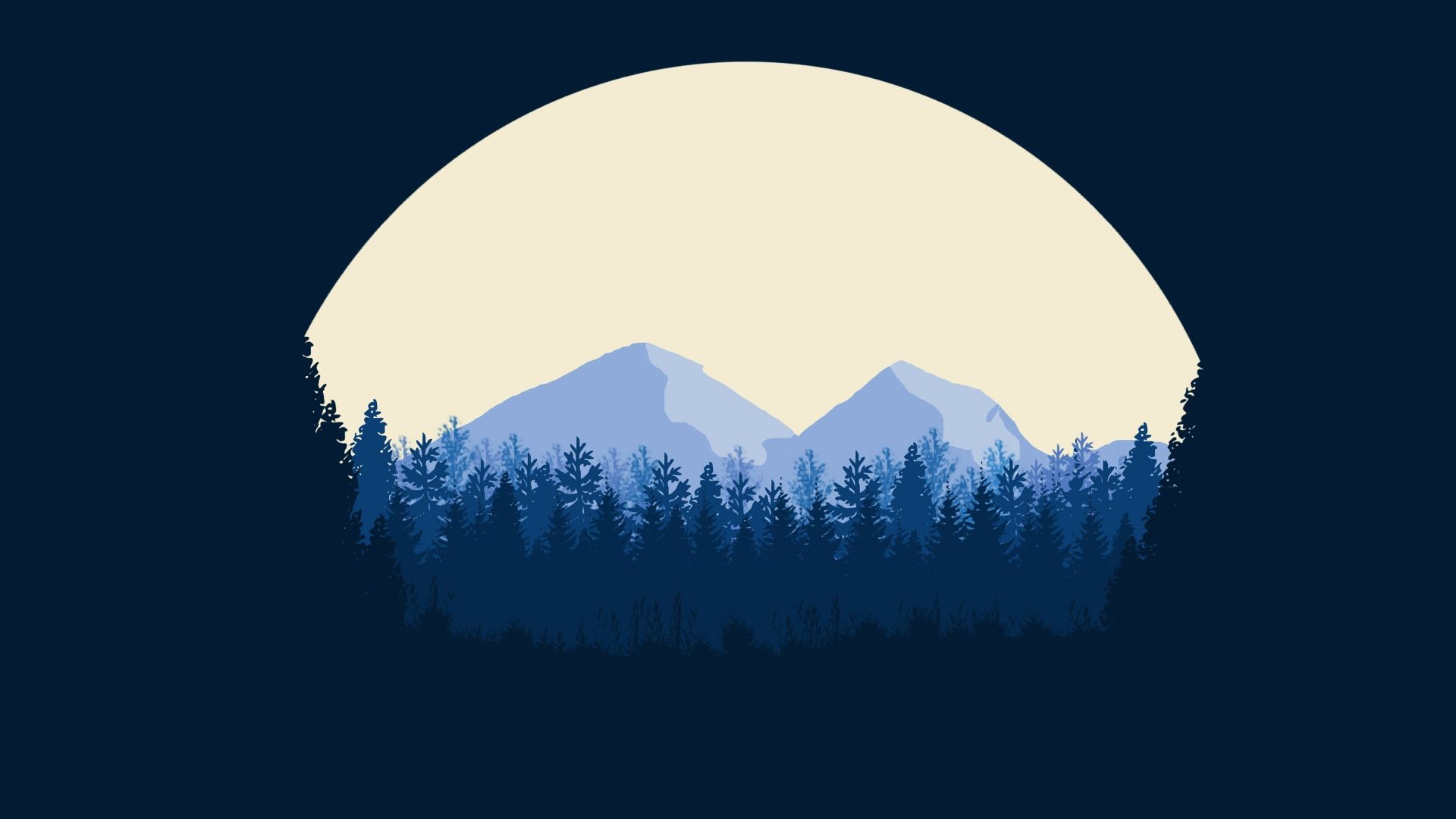 Mountains Moon Trees Minimal Wallpapers