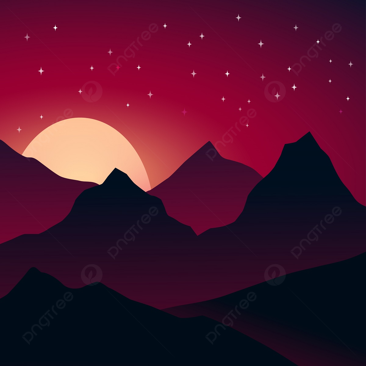 Mountains Moon Trees Minimal Wallpapers