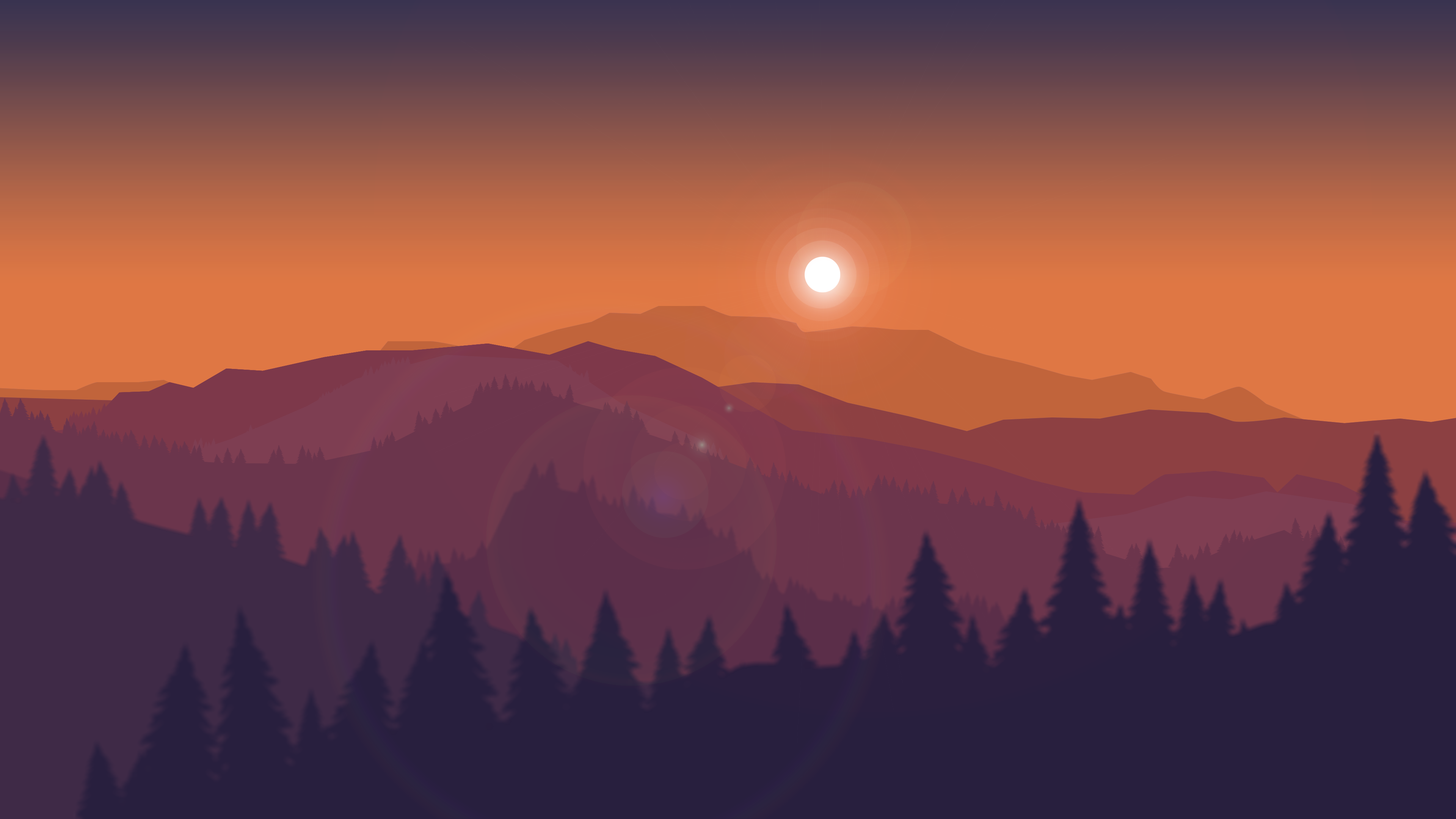 Mountains Moon Trees Minimal Wallpapers