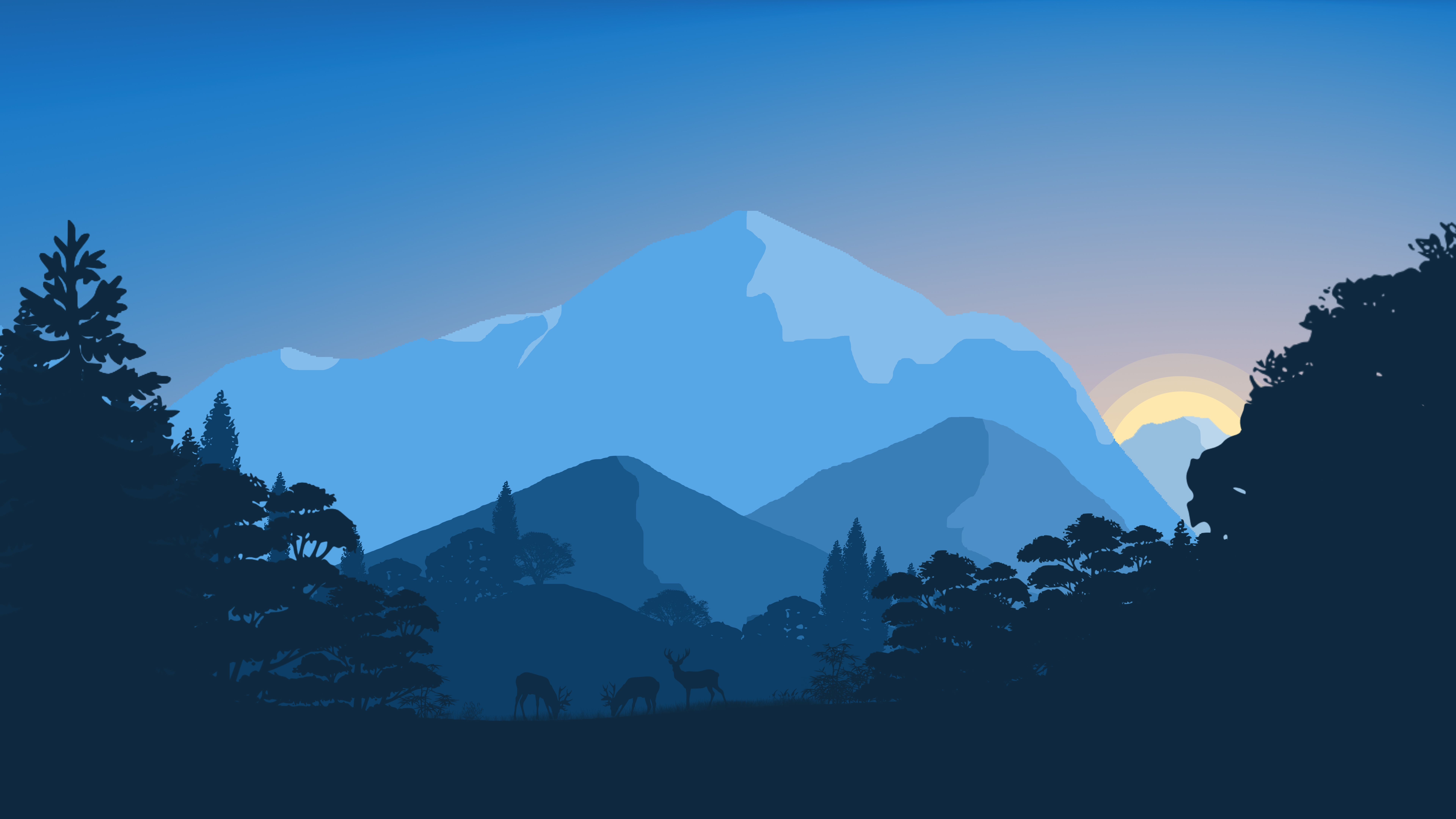 Mountains Trees Forest 3D Minimalism Wallpapers
