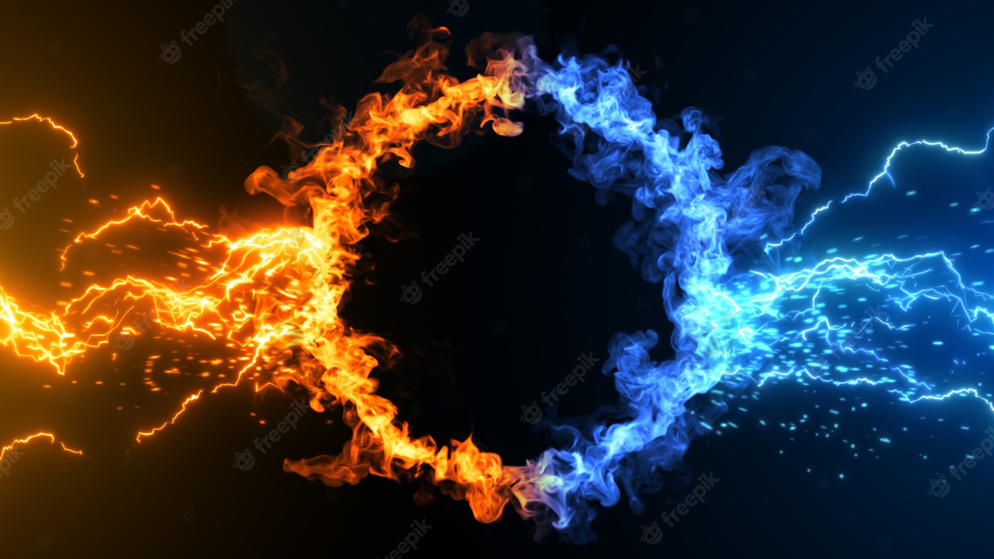 Orange And Blue Fire And Ice Gradient Wallpapers
