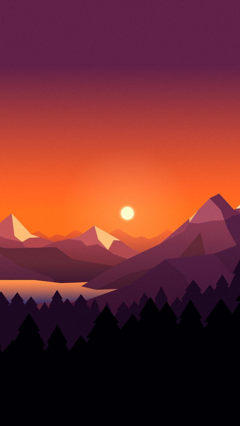 Orange Landscape Morning Minimal Wallpapers