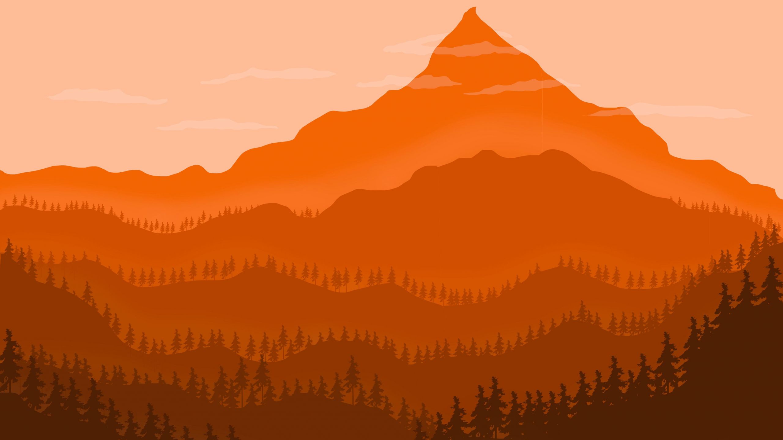 Orange Landscape Morning Minimal Wallpapers