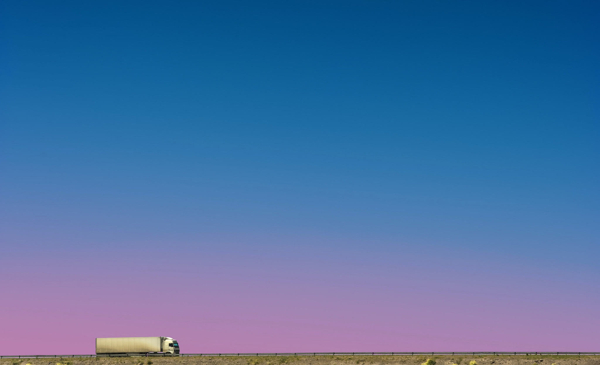 Purple Blu Sky And Truck Minimal Wallpapers