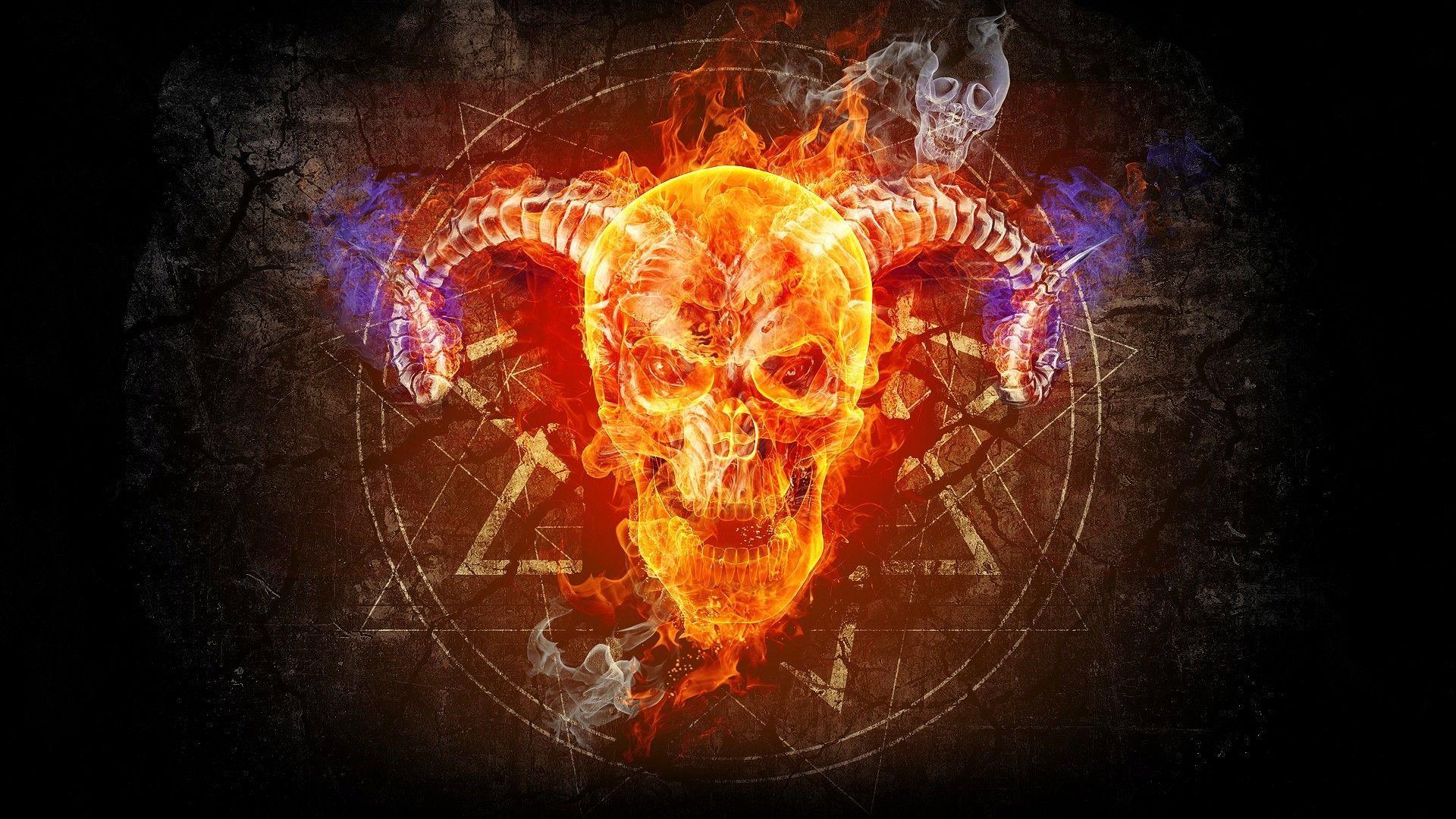 Skull Fire Minimal Wallpapers