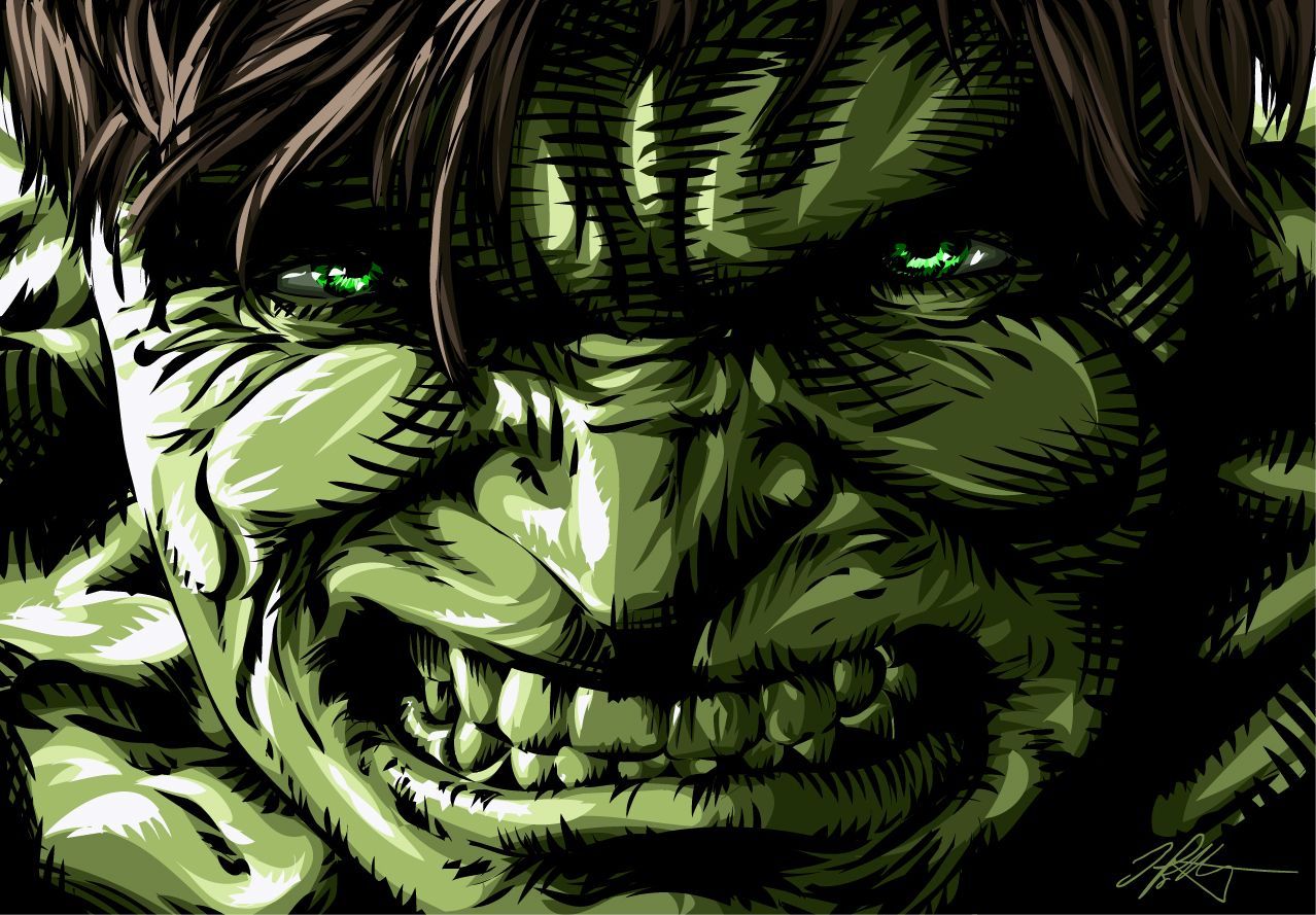 Angry Hulk Illustration Wallpapers