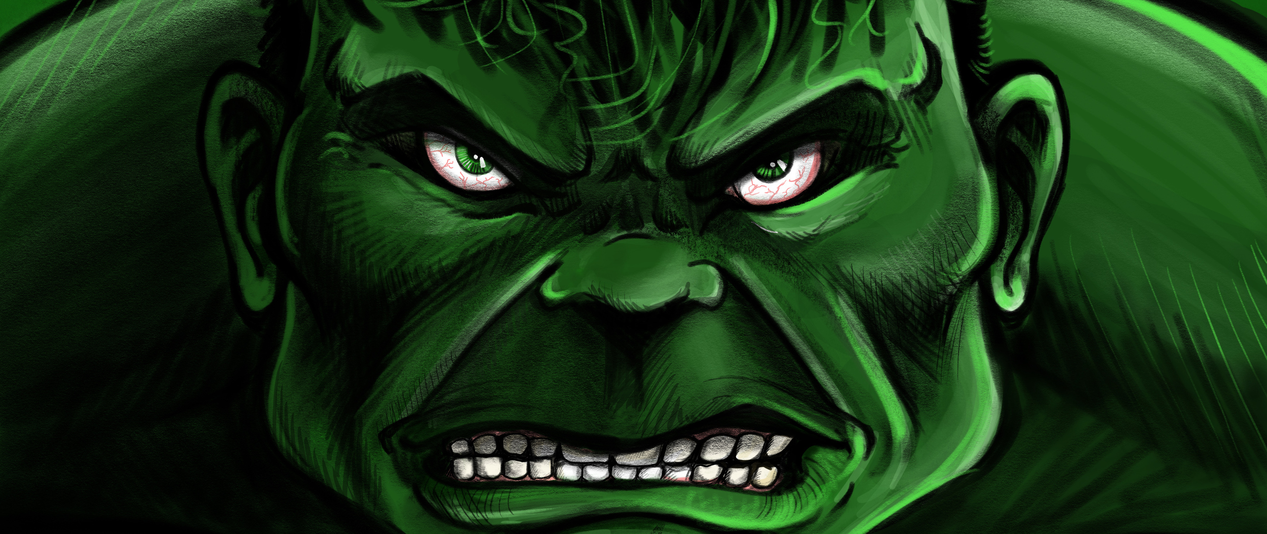 Angry Hulk Illustration Wallpapers