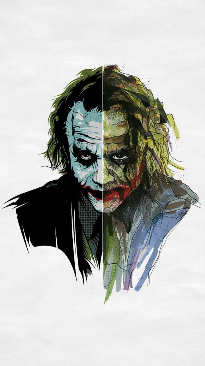 Batman And Joker Face Art Wallpapers