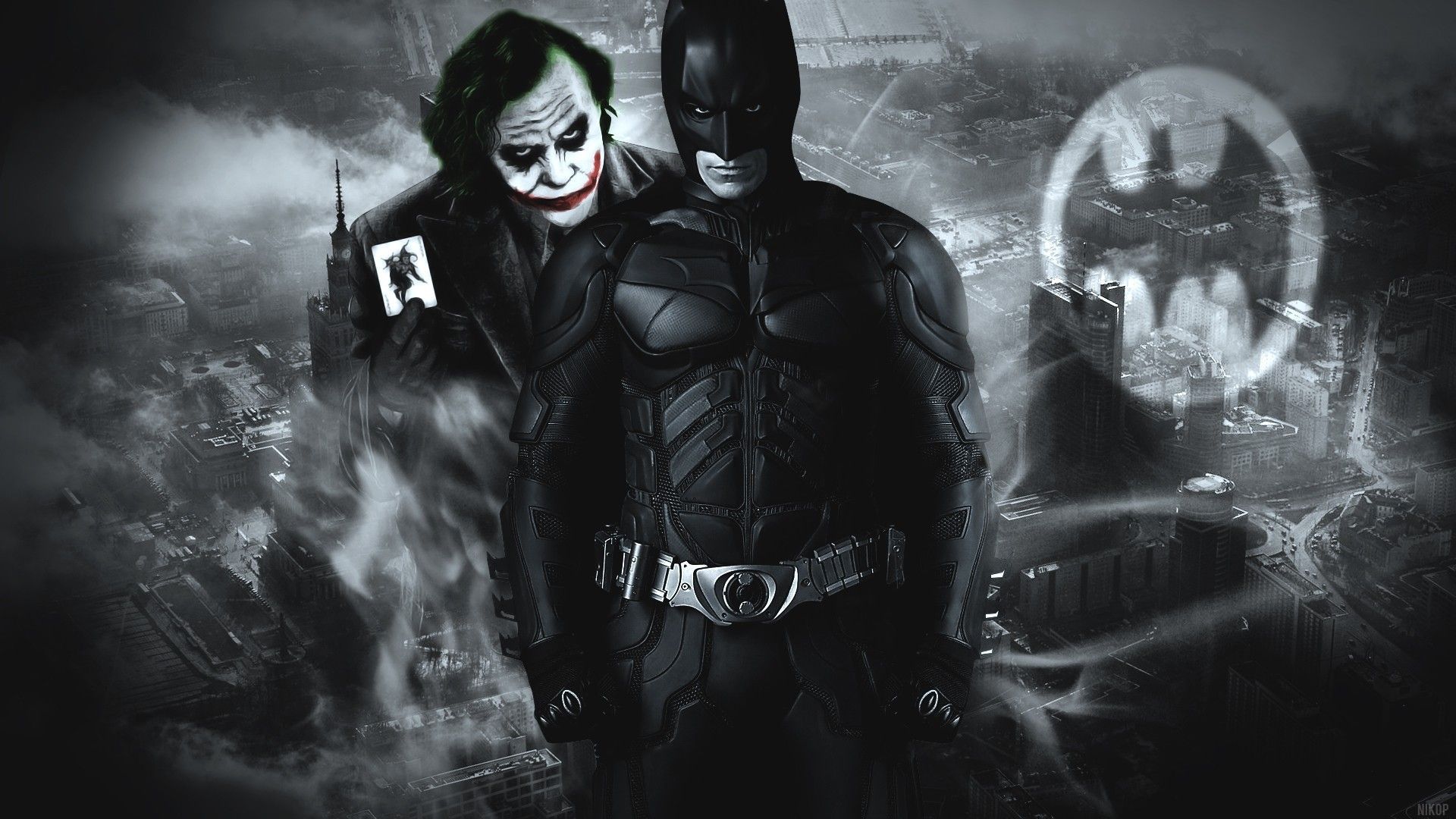 Batman And Joker Face Art Wallpapers