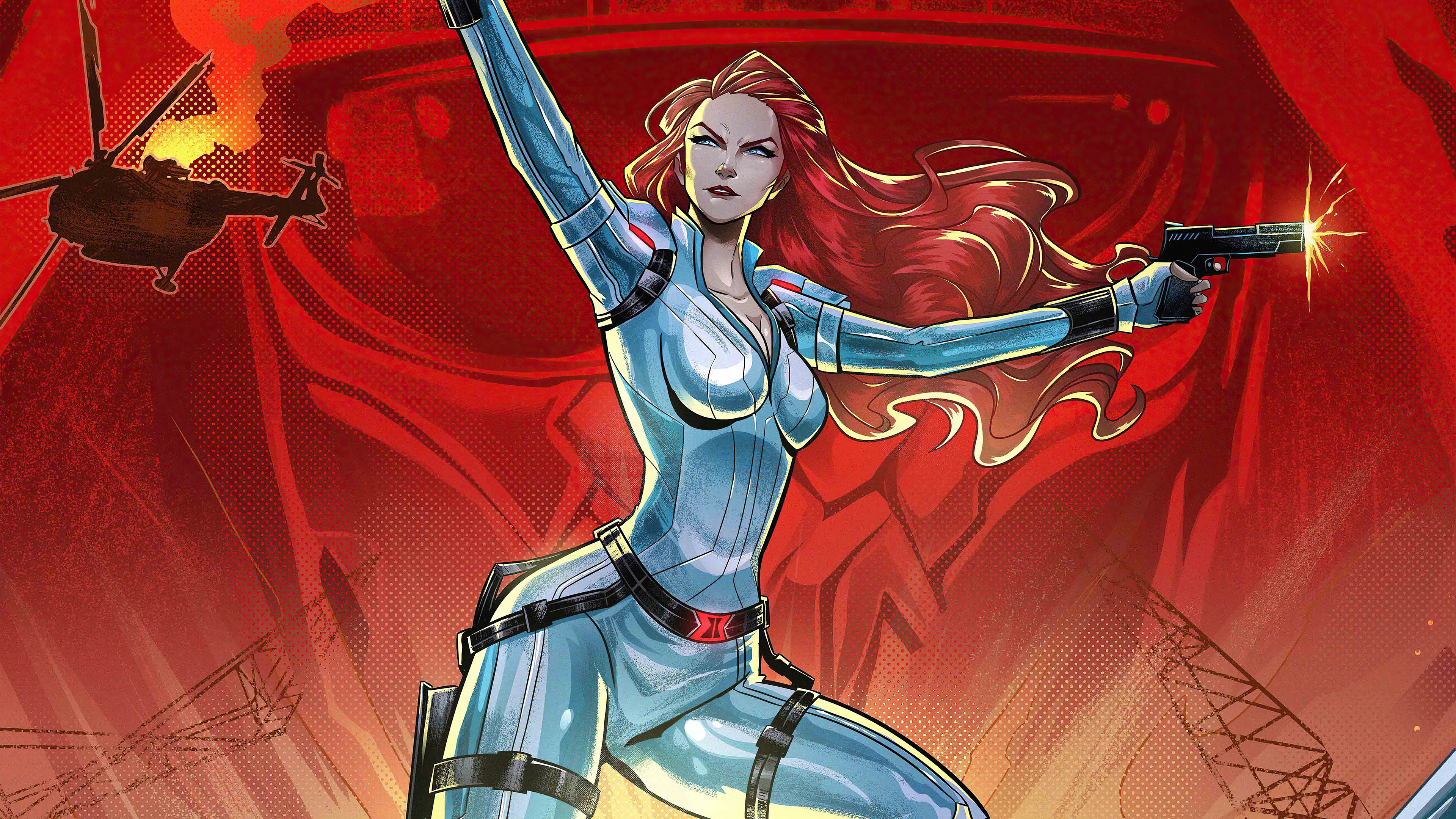 Black Widow White Costume Art Wallpapers