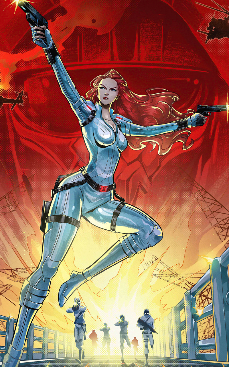 Black Widow White Costume Art Wallpapers