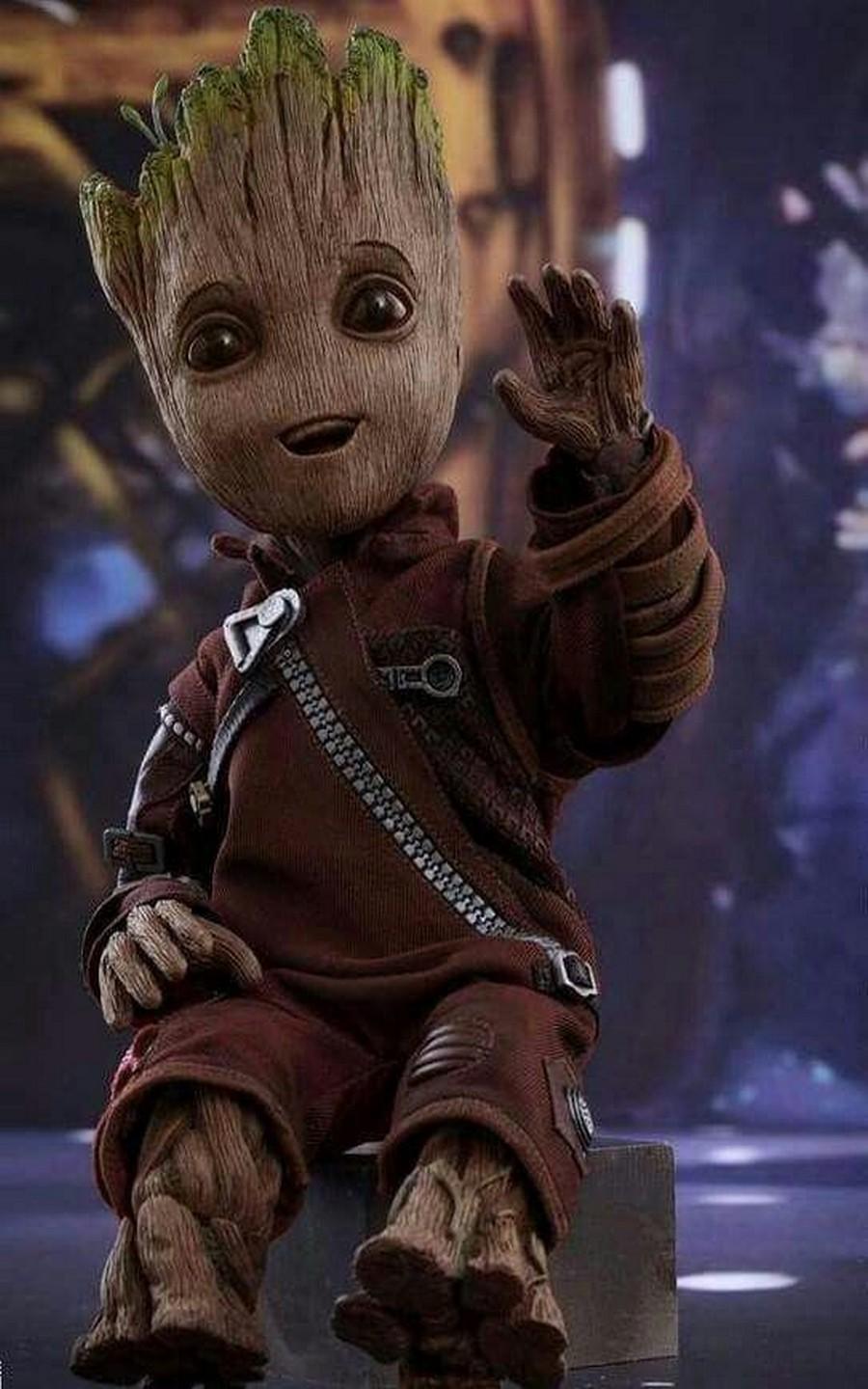 Cute Baby Groot In Suit 4K Wallpapers