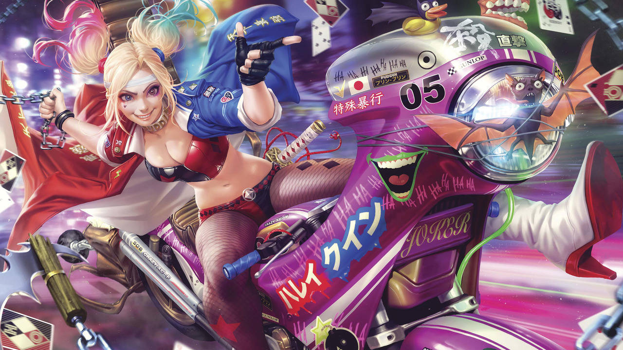 Harley Quinn In Motorcycle Wallpapers