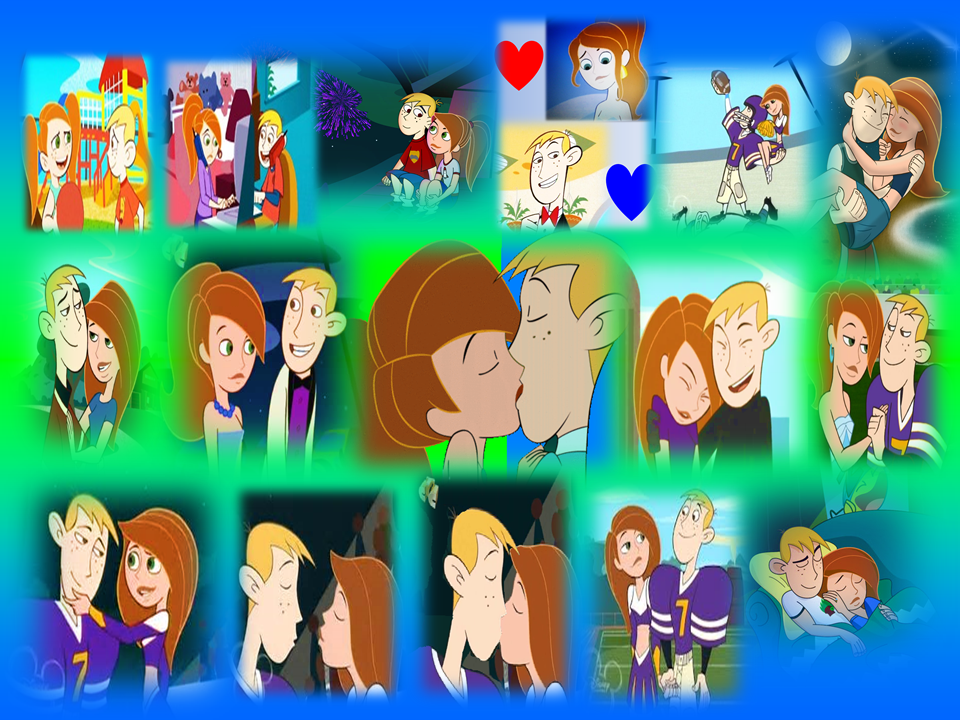 Kim Possible Cartoon Kim And Ron Kiss Wallpapers