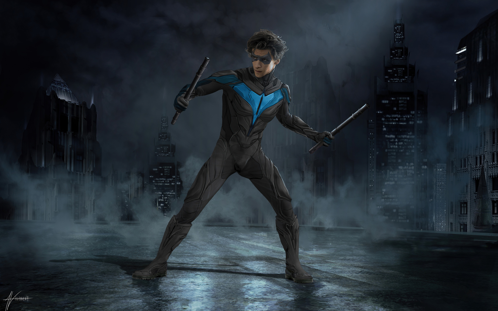 Nightwing 5K Minimal Wallpapers