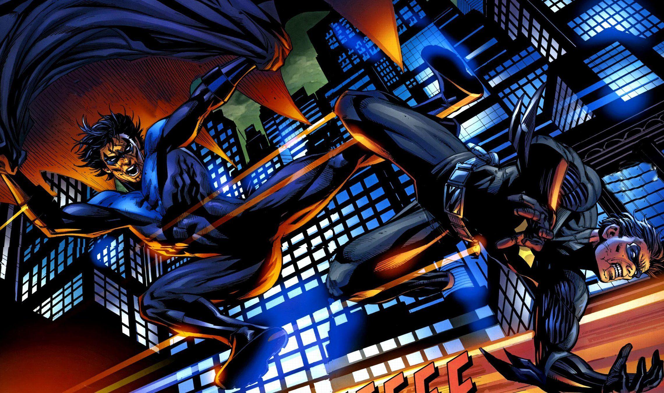 Nightwing Fighting Art Wallpapers