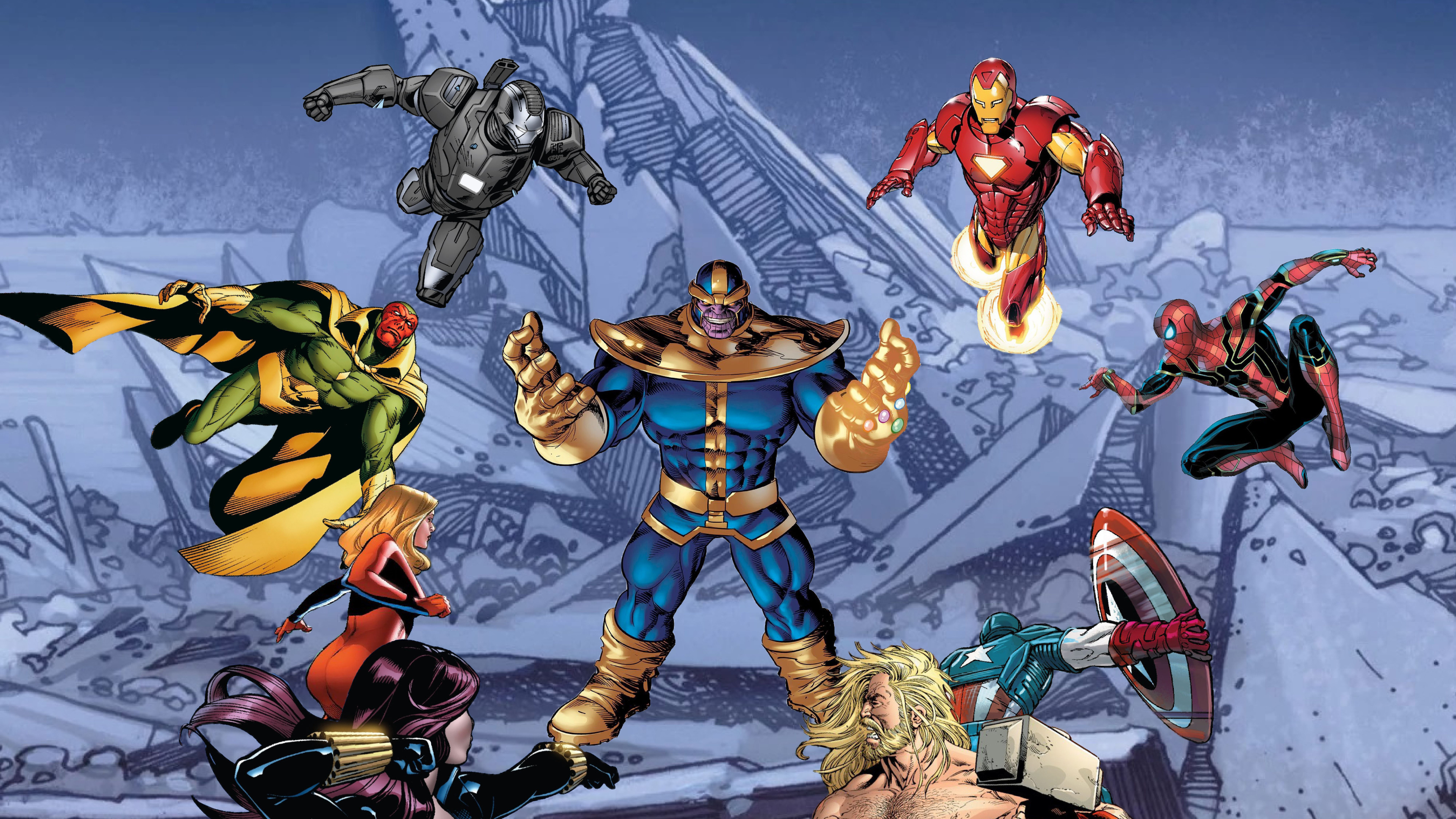 Thanos Vs Mcu Superheroes Wallpapers
