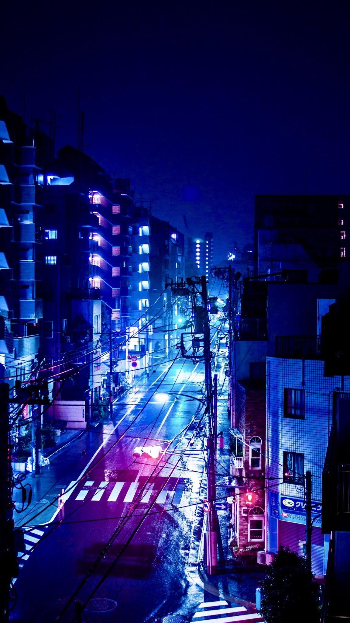 Anime City Lights At Night Aesthetic Wallpapers