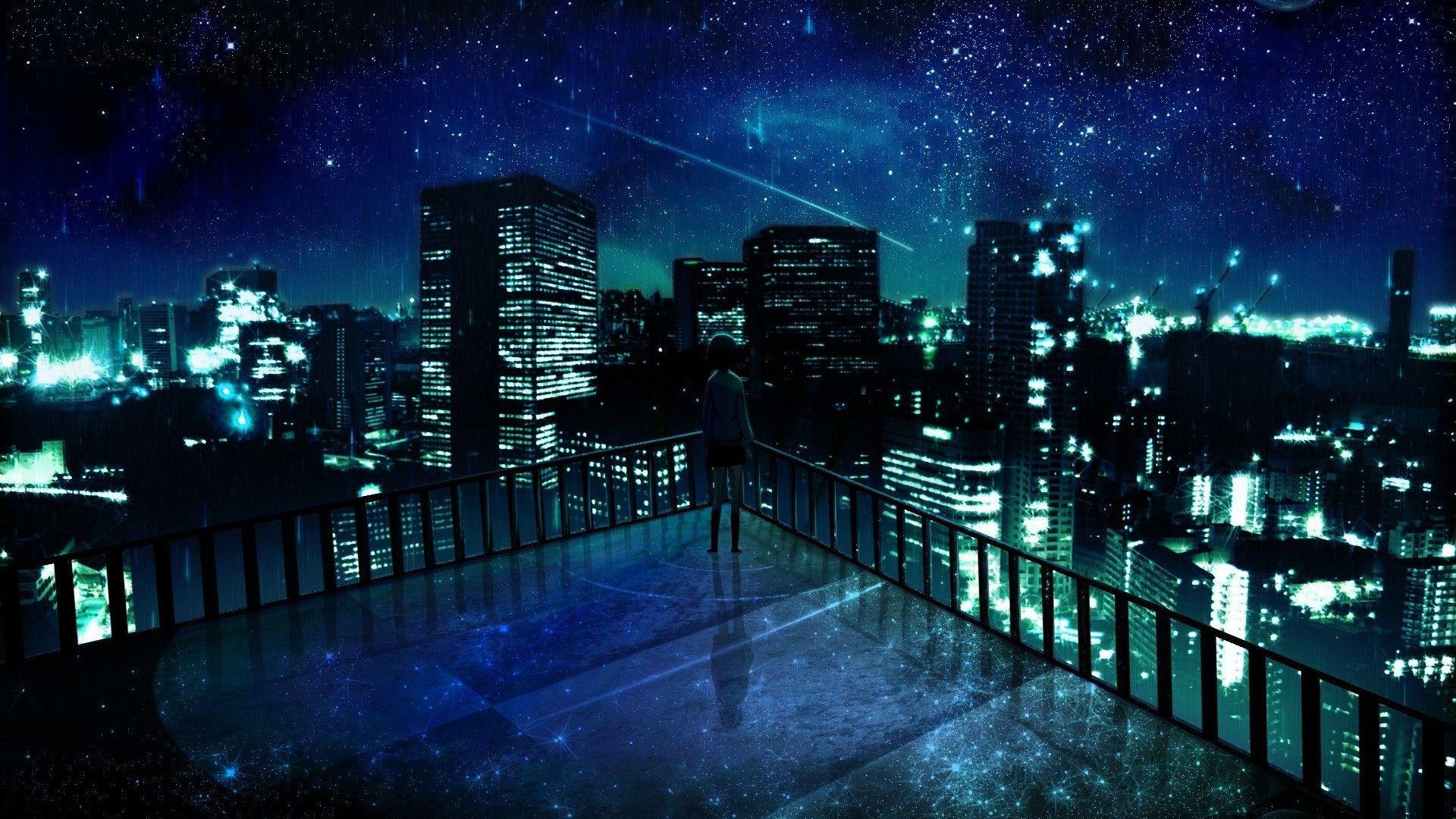 Anime City Lights At Night Aesthetic Wallpapers
